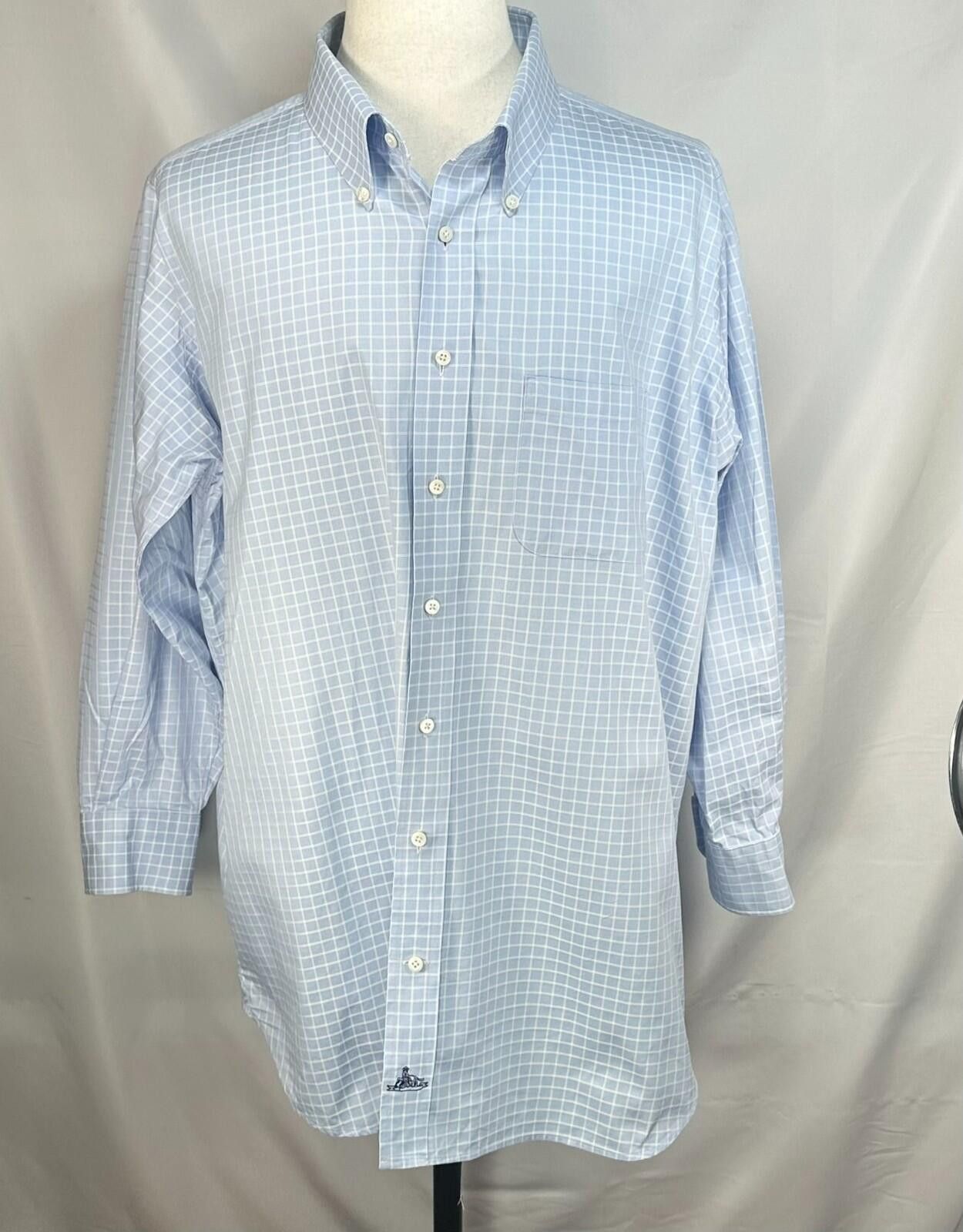 Other Holland Sherry Tailored Check Oxford Button Up Blue Mens XL Size US XL / EU 56 / 4 - 1 Thumbnail