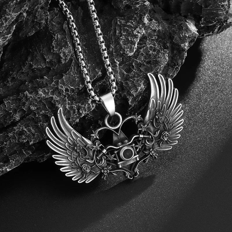 Vintage Retro Goth Rose Wing Necklace Size ONE SIZE - 1 Thumbnail