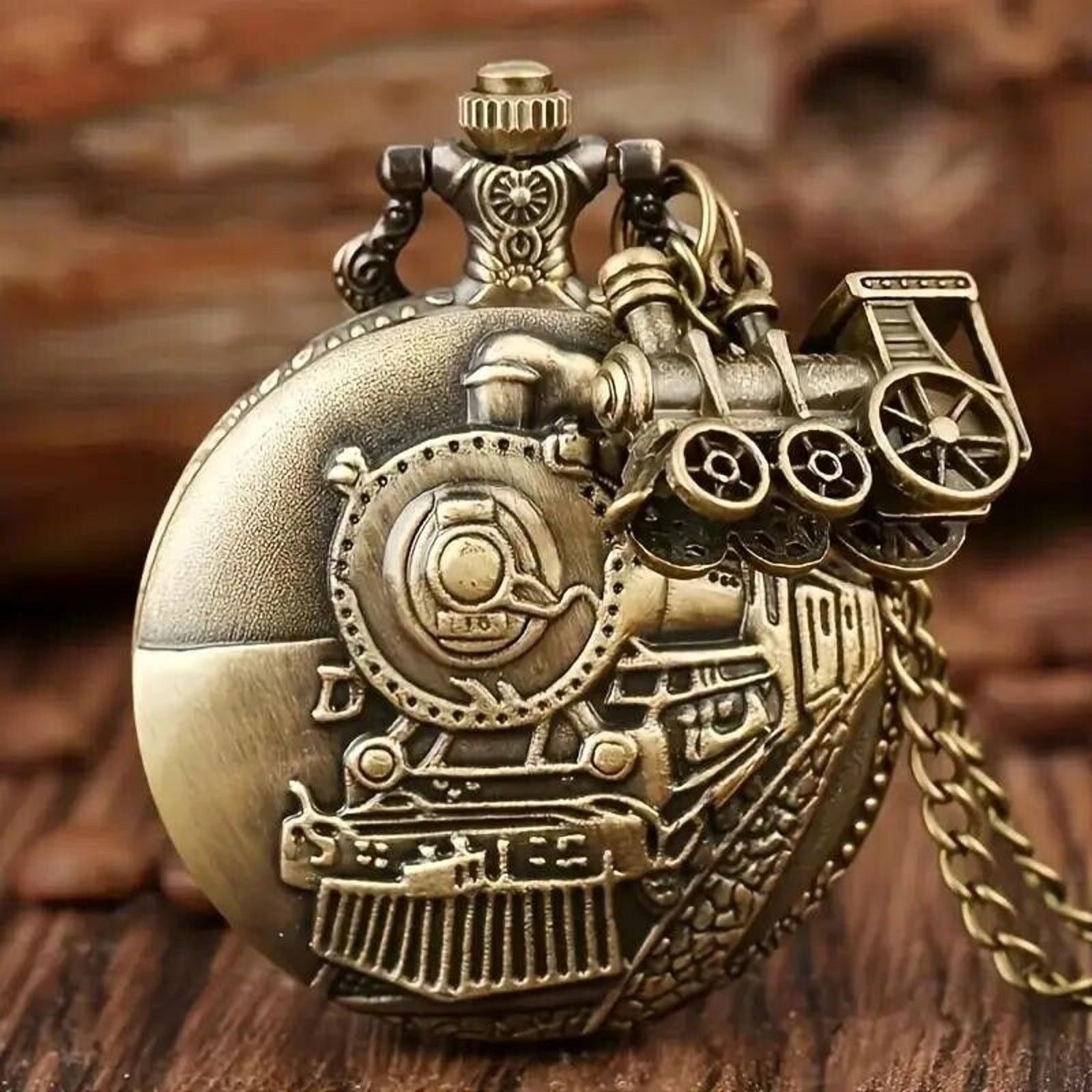 Other Bronze Quartz Pocket Watch • Classic Steam Train Locomotive Size ONE SIZE - 2 Thumbnail