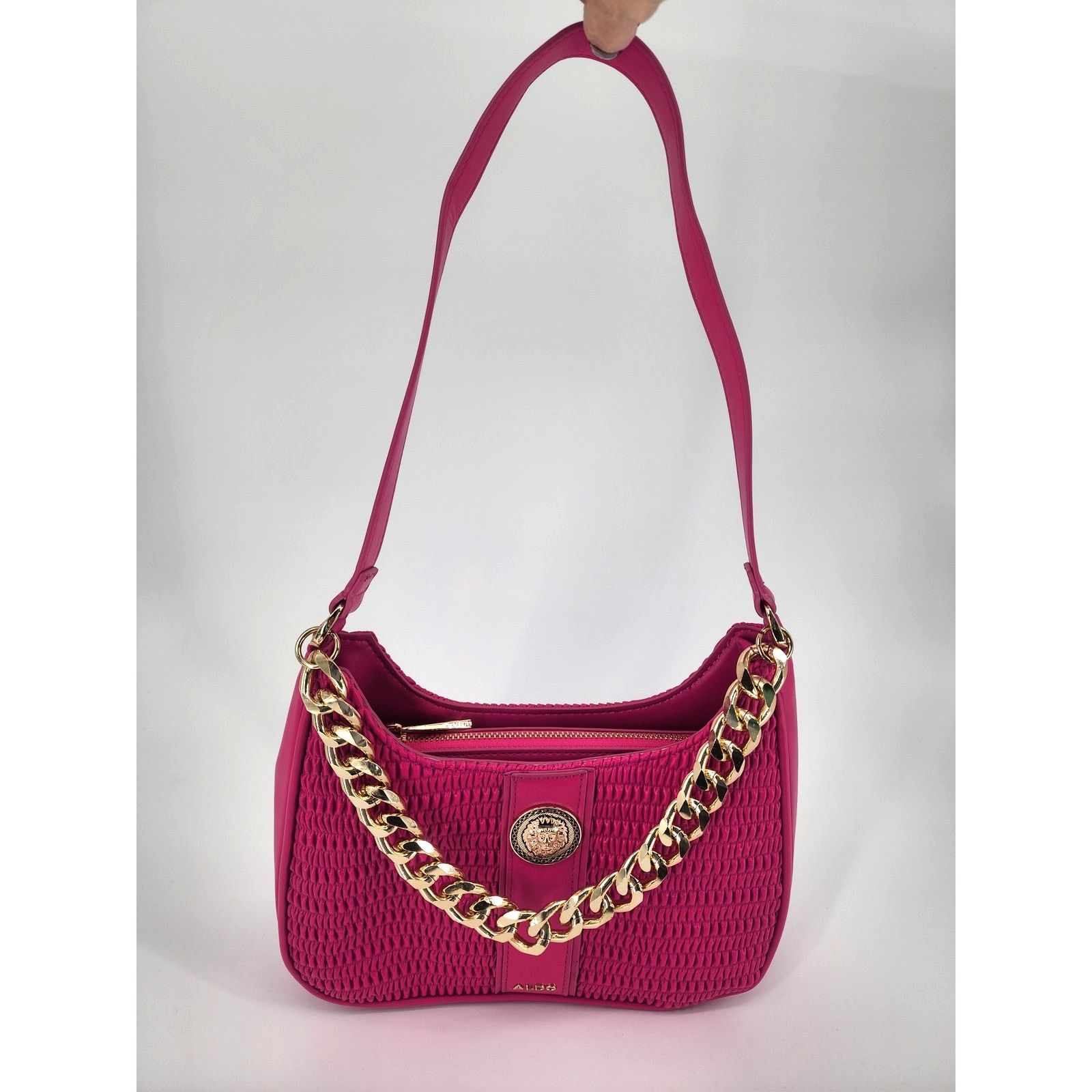Aldo Aldo Barbie Pink Faux Leather Ruched Shoulder Bag Size ONE SIZE - 7 Thumbnail