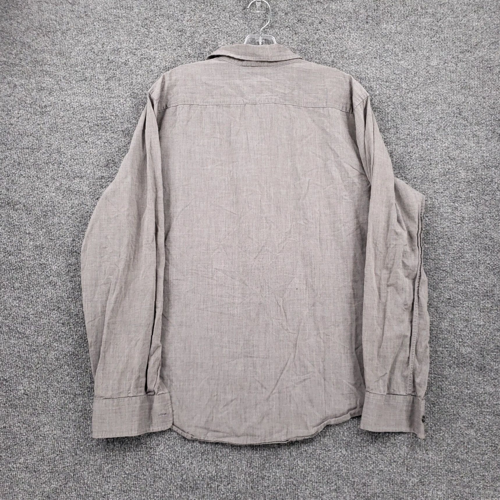 Express Express Shirt Mens L Large Casual Button-Up Gray Solid Long Sleeves Cotton Size US L / EU 52-54 / 3 - 2 Thumbnail