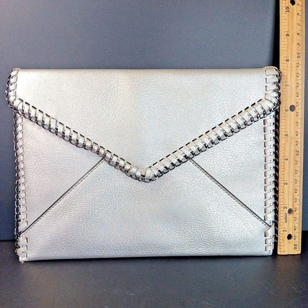 Lord & Taylor Rare Design Lab Lord And Taylor Envelope Purse Silver Size ONE SIZE - 2 Thumbnail
