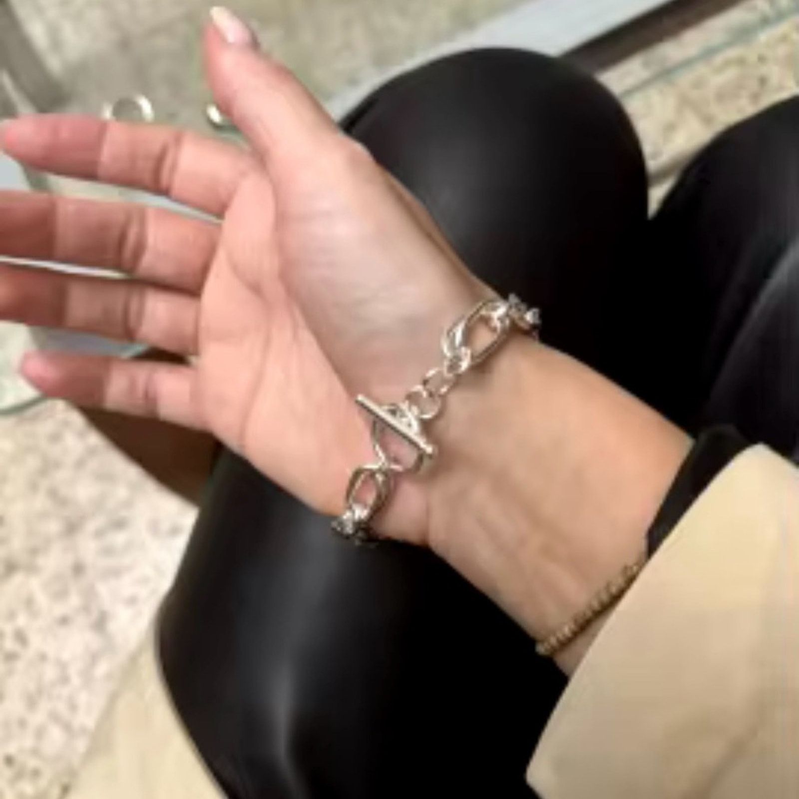 Other Sterling Silver Thick Double Chain Bracelet Size ONE SIZE - 3 Thumbnail