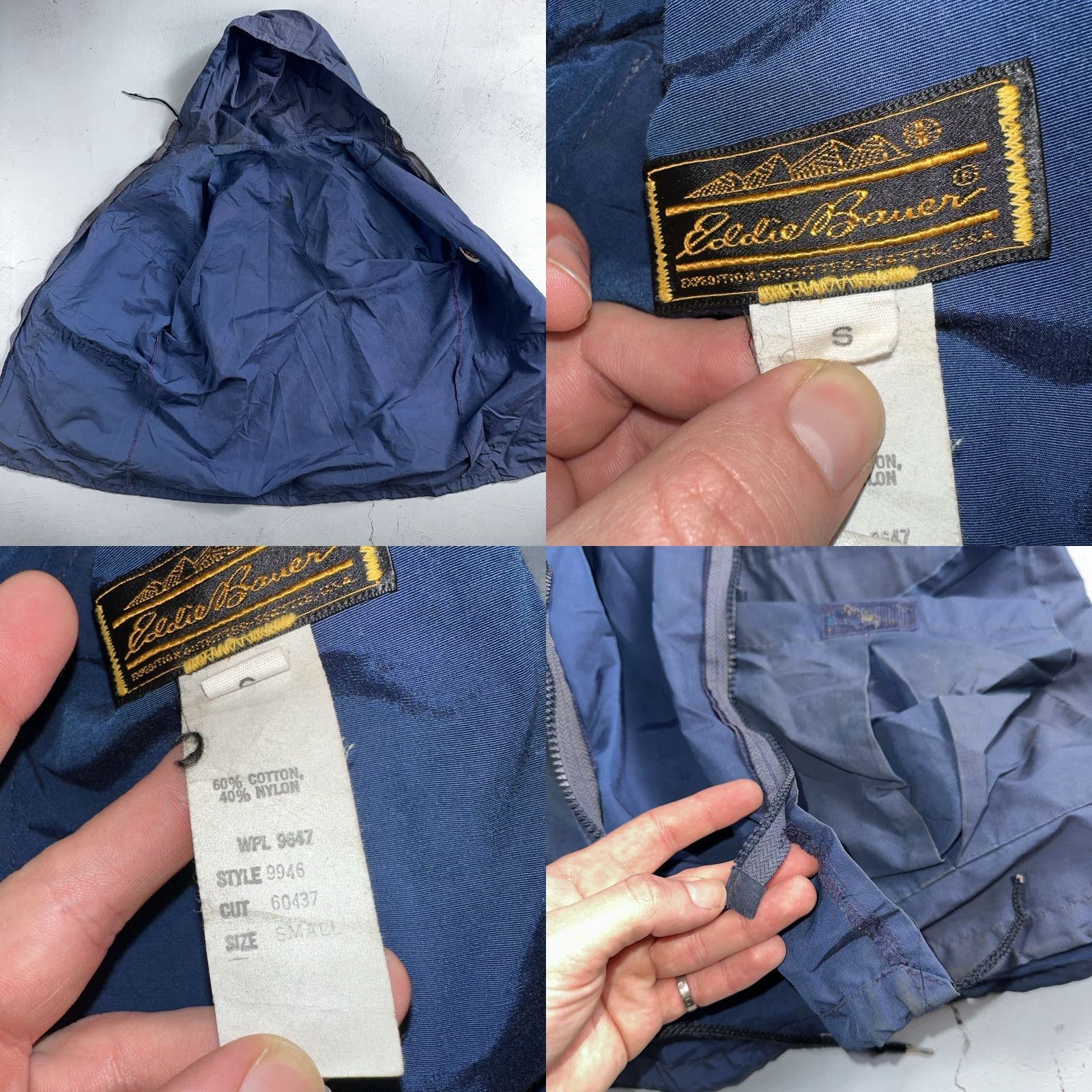 Eddie Bauer Eddie Bauer VTG Hooded Barn Jacket S Blue Cotton Chore Coat Track Hiking 90s Mens Size US S / EU 44-46 / 1 - 9 Thumbnail