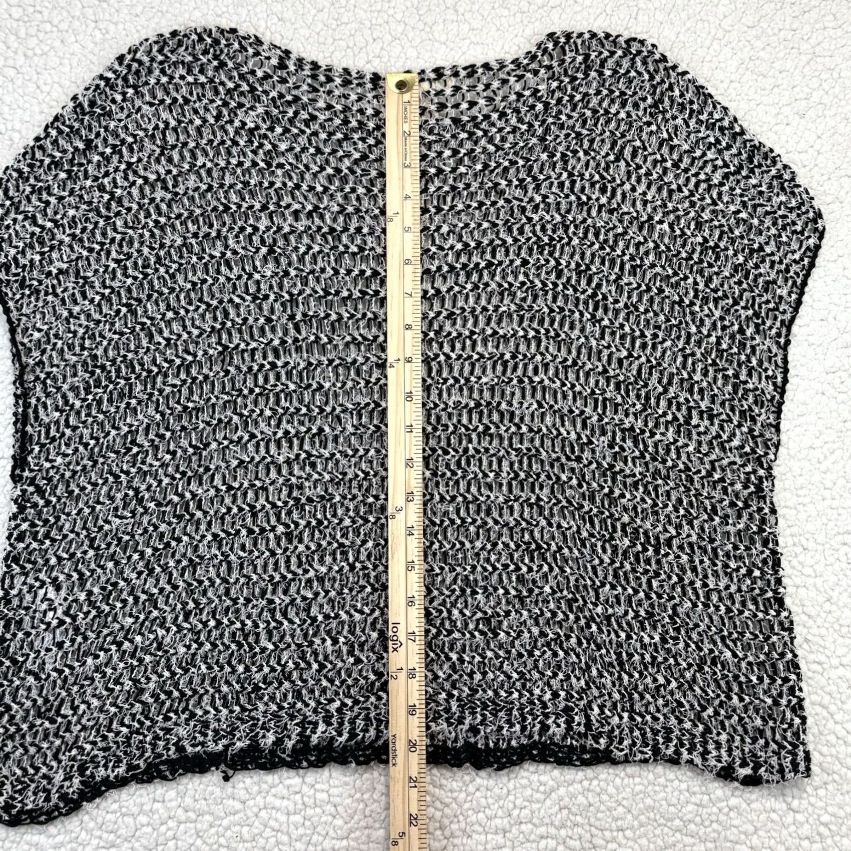 Eileen Fisher Eileen Fisher Sweater Shirt Womens Open Twist Knit Bateau Neck Boxy Short Sleeve Cotton Polyester Nylon Black White S Regular Size S / US 4 / IT 40 - 7 Thumbnail
