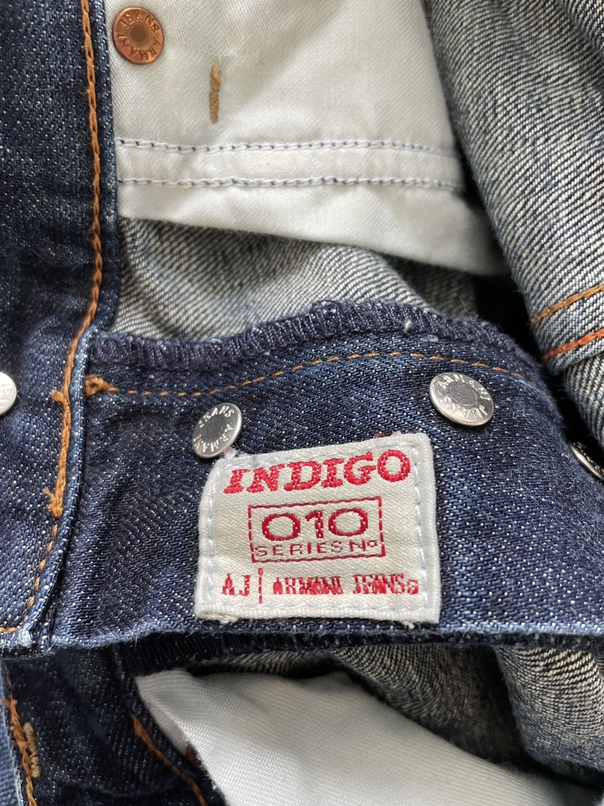 Armani Vintage 00’s Armani Jeans Denim Indigo Y2K Metal Logo RARE Size 30" / US 8 / IT 44 - 12 Thumbnail