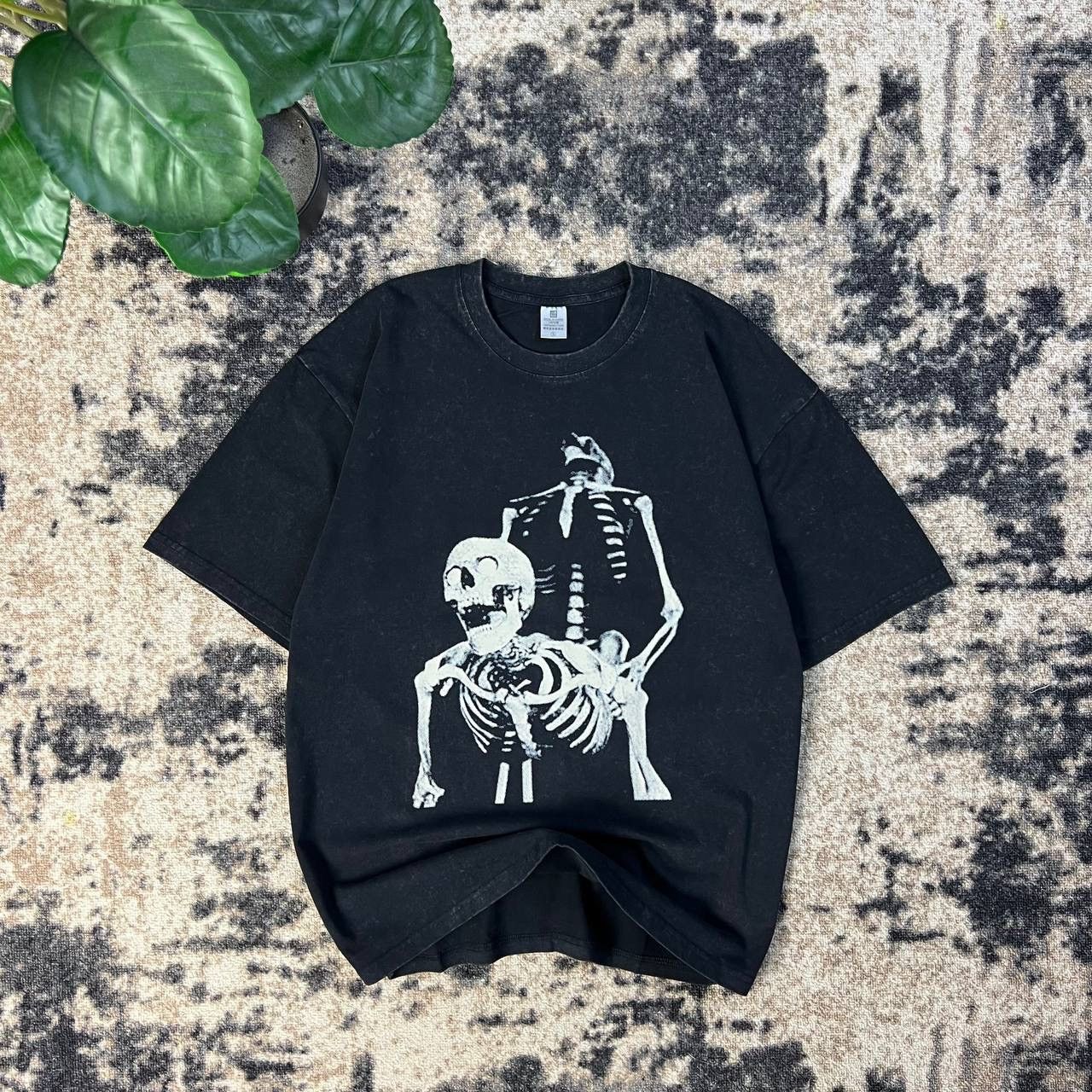 Vintage Skeleton Big Logo Garment Dyed Japanese Y2K Style T-Shirt Size US L / EU 52-54 / 3 - 1 Thumbnail