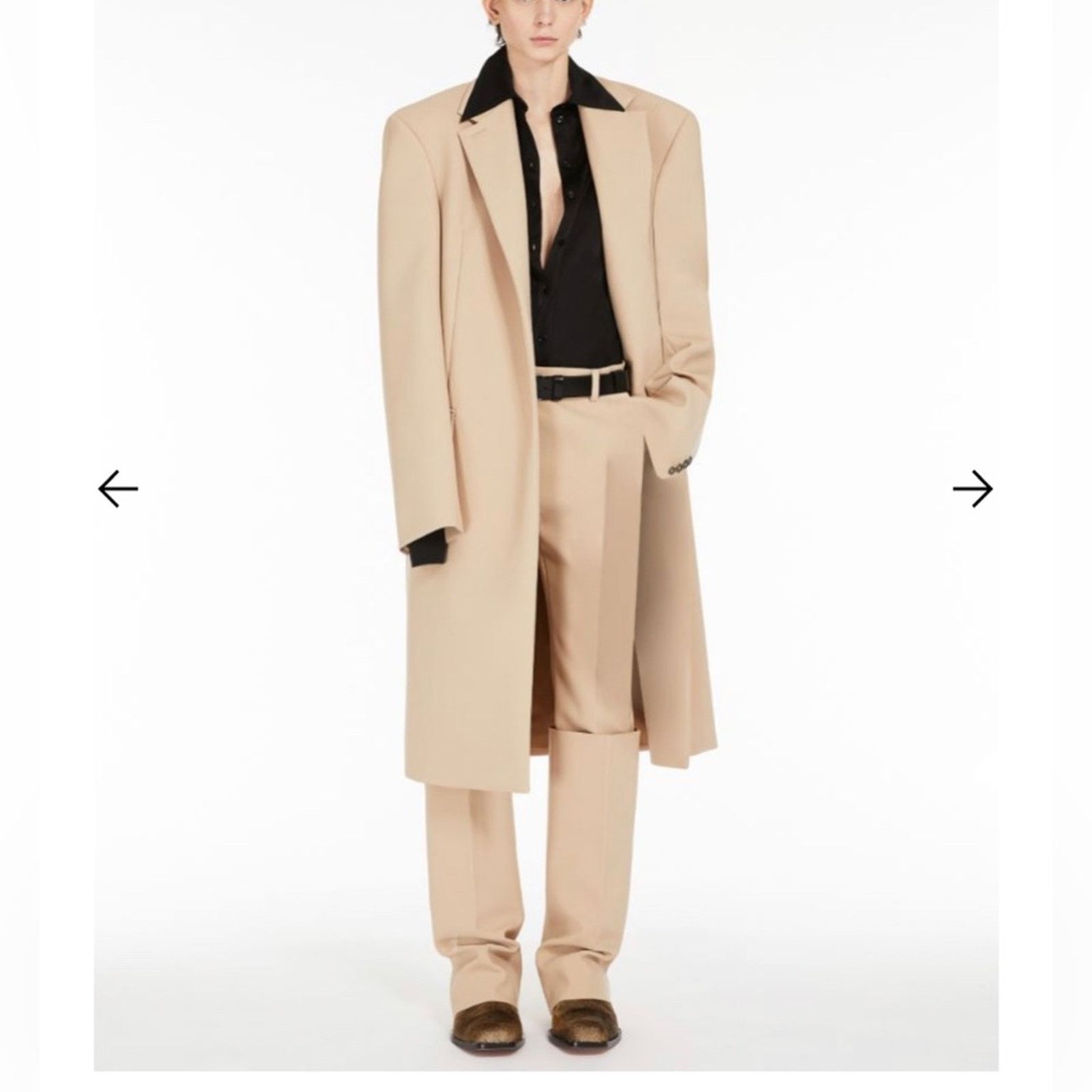 Sportmax SPORTMAX Slim-fit trousers lamb leather turn-up detail cream Size 27" / US 4 / IT 40 - 2 Thumbnail