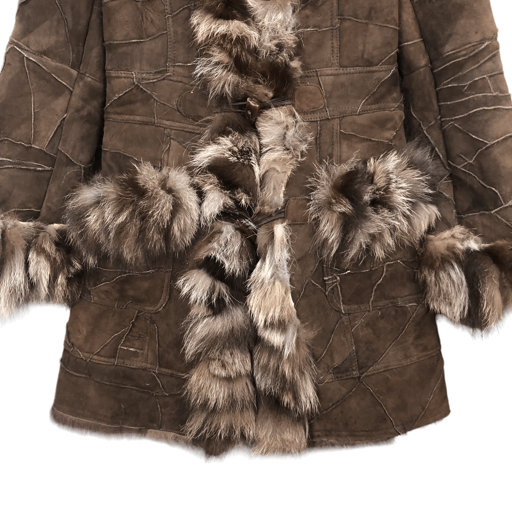 Fox Racing PATCHWORK SHEEP SKIN SILVER FOX FUR OVERCOAT #5752-205 Size S / US 4 / IT 40 - 3 Thumbnail