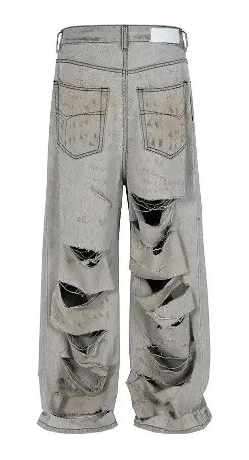 Japanese Brand × Jean Y2K Unisex Wide Leg Distressed Back Ripped Jeans Size US 30 / EU 46 - 4 Thumbnail