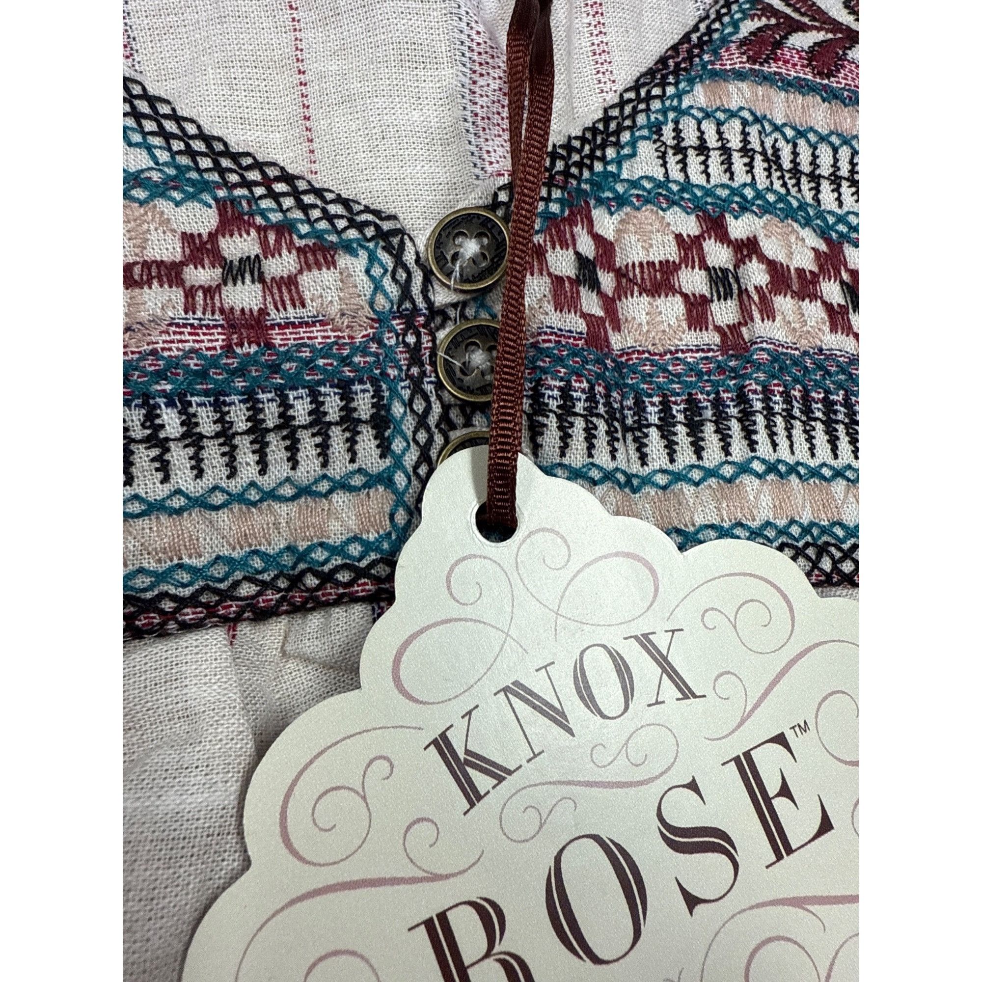 Other Knox Rose S Embroidered Striped Cotton Linen Blend Sleeveles Size S / US 4 / IT 40 - 3 Thumbnail