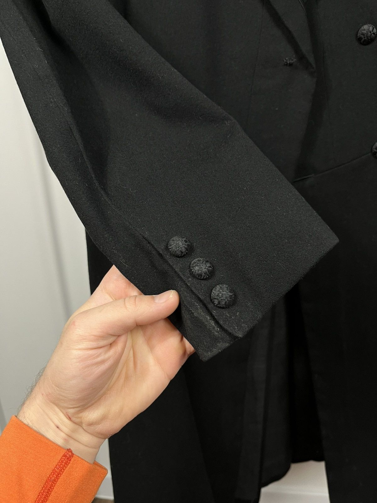 Other Vintage Black Tailcoat Style Long Coat Jacket Satin Collar Size US S / EU 44-46 / 1 - 4 Thumbnail