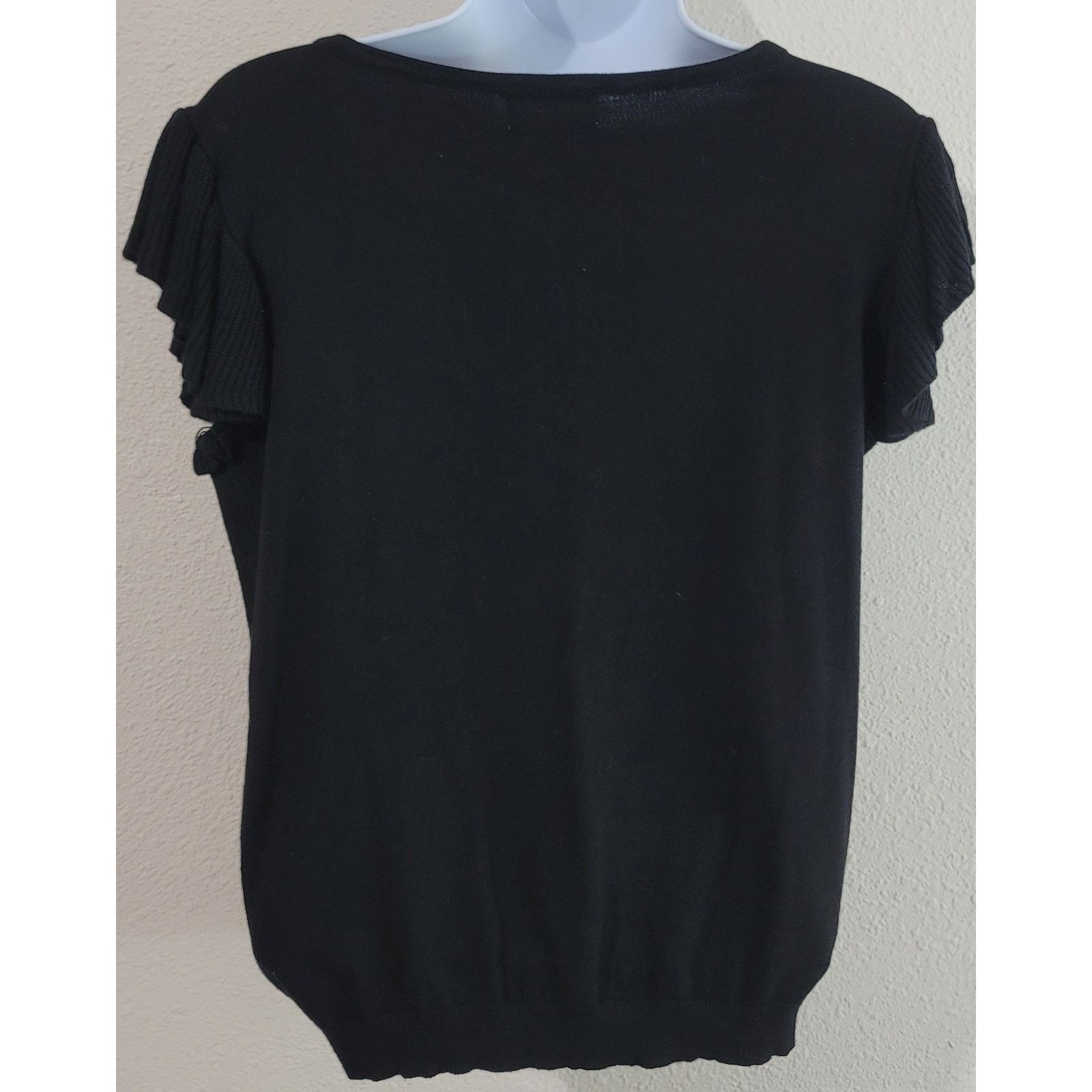 Other Joseph A Black Knit Sweater Capped Sleeves Top Medium Soft Size M / US 6-8 / IT 42-44 - 3 Thumbnail