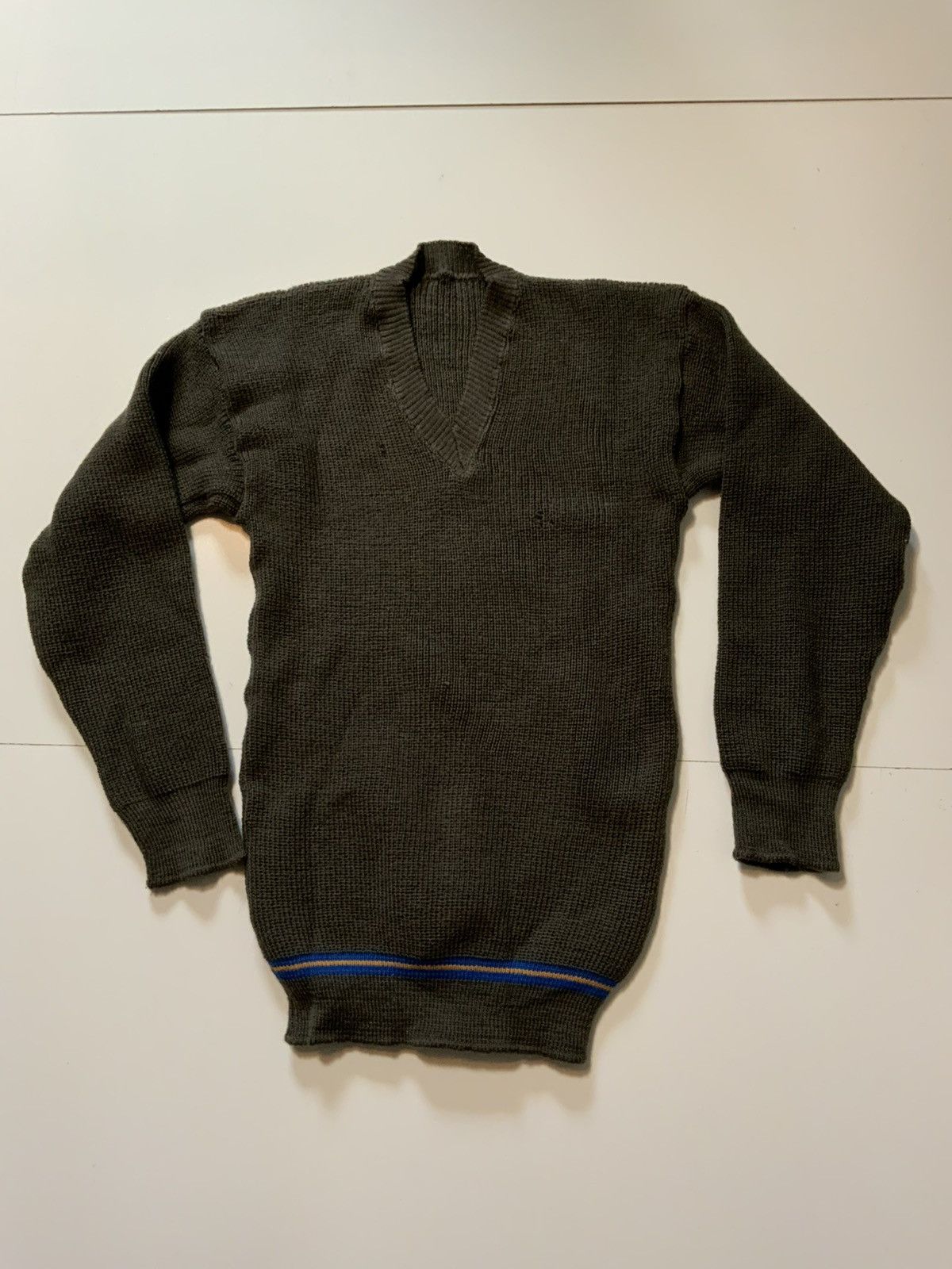 Vintage Vintage 1920s 30s 40s Wool Knit Stripe Fisherman Sweater Size US S / EU 44-46 / 1 - 1 Thumbnail