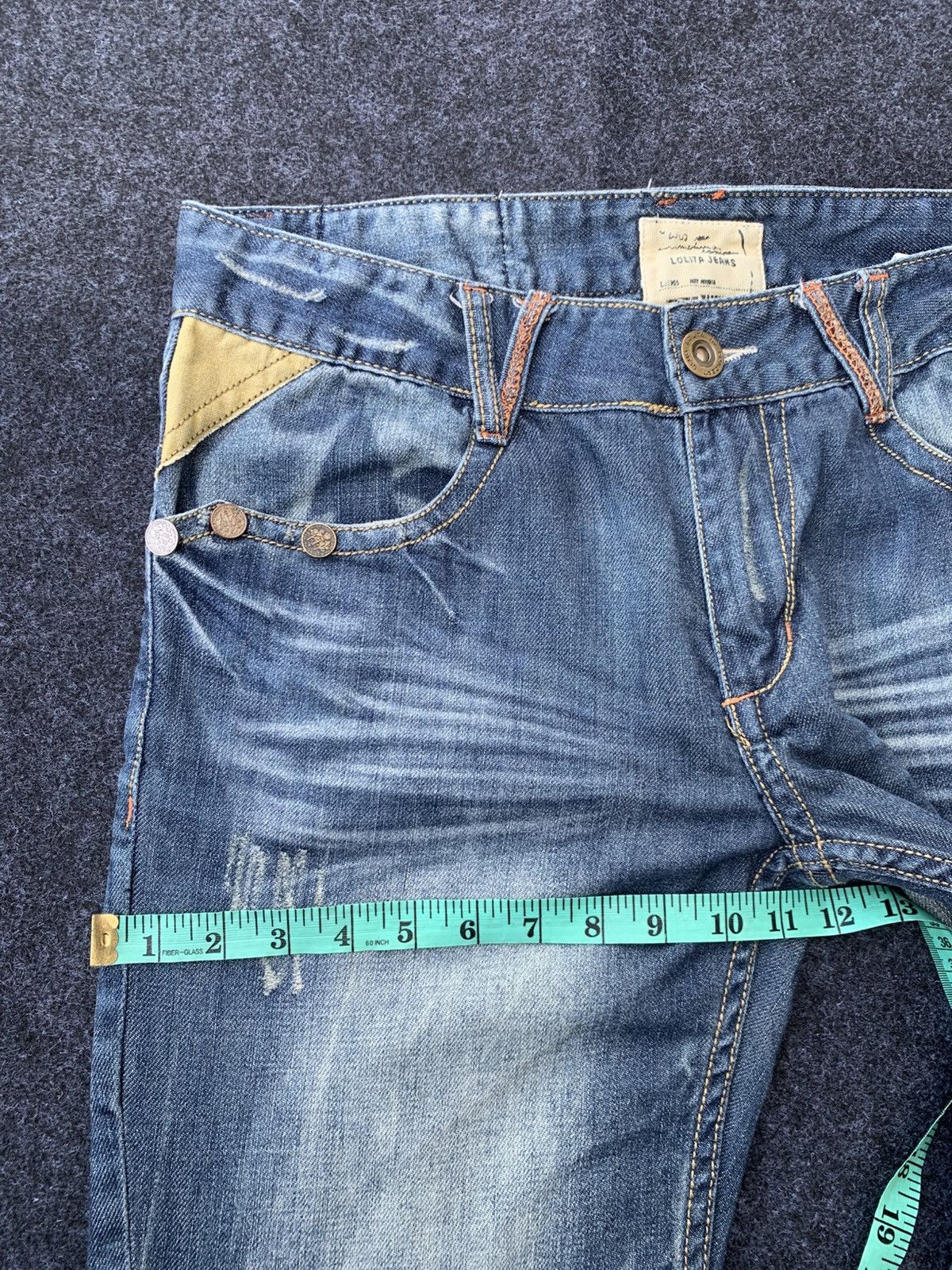 Japanese Brand DISTRESSED FLARE LOLITA JEANS. Size US 34 / EU 50 - 6 Thumbnail