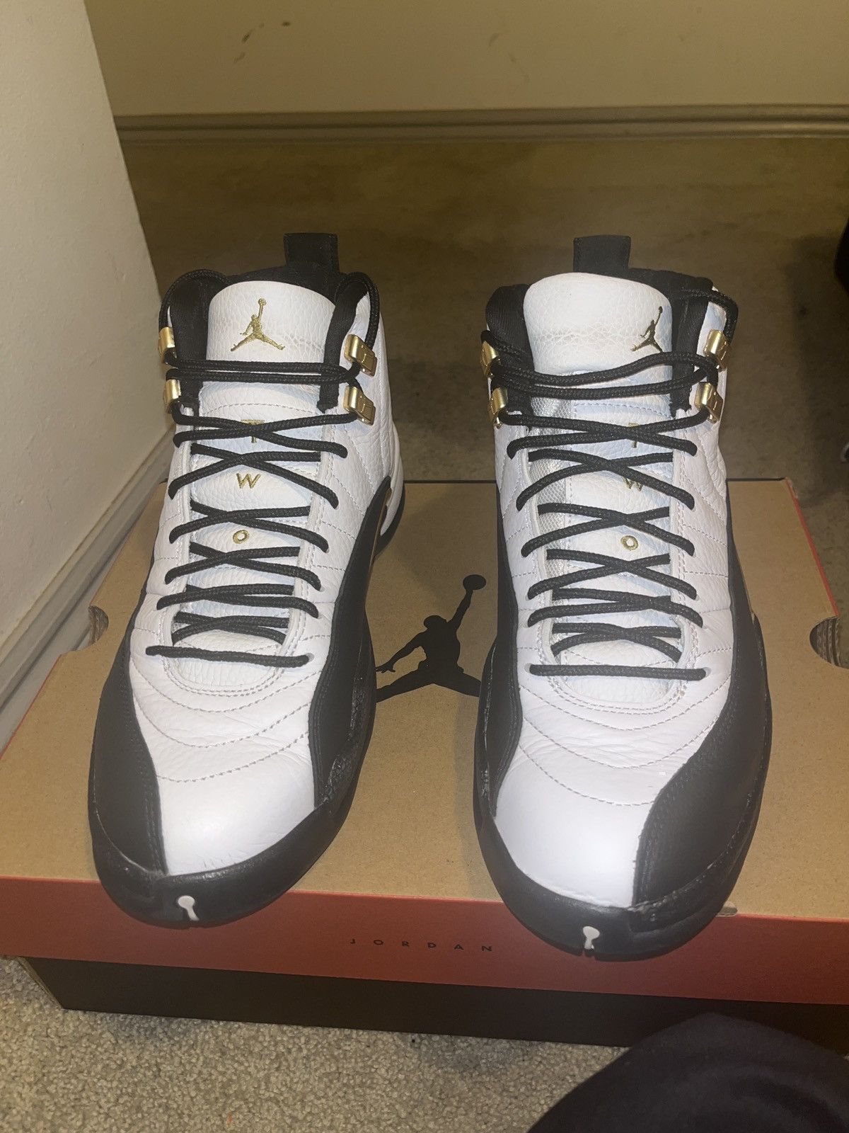 image of Air Jordan 12 Retro Royalty Taxi Shoes in White, Men's (Size 9)