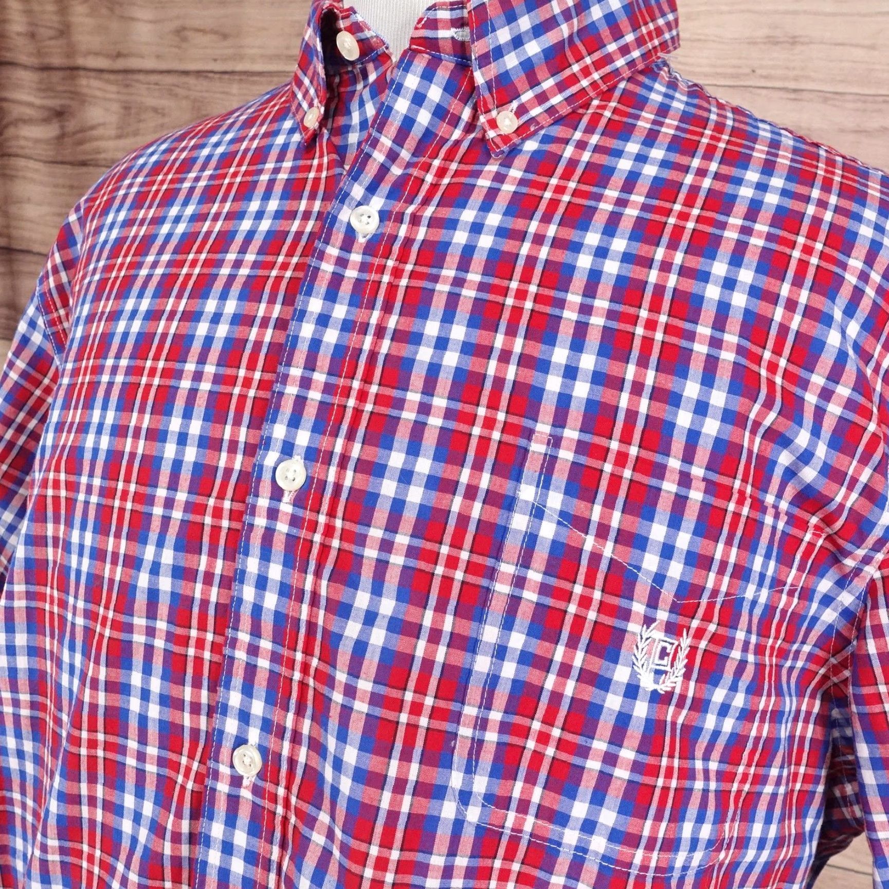 Chaps Chaps Shirt Mens 3XL Red Blue Plaid Short Sleeve Button Front Easy Care Size US XXL / EU 58 / 5 - 2 Thumbnail
