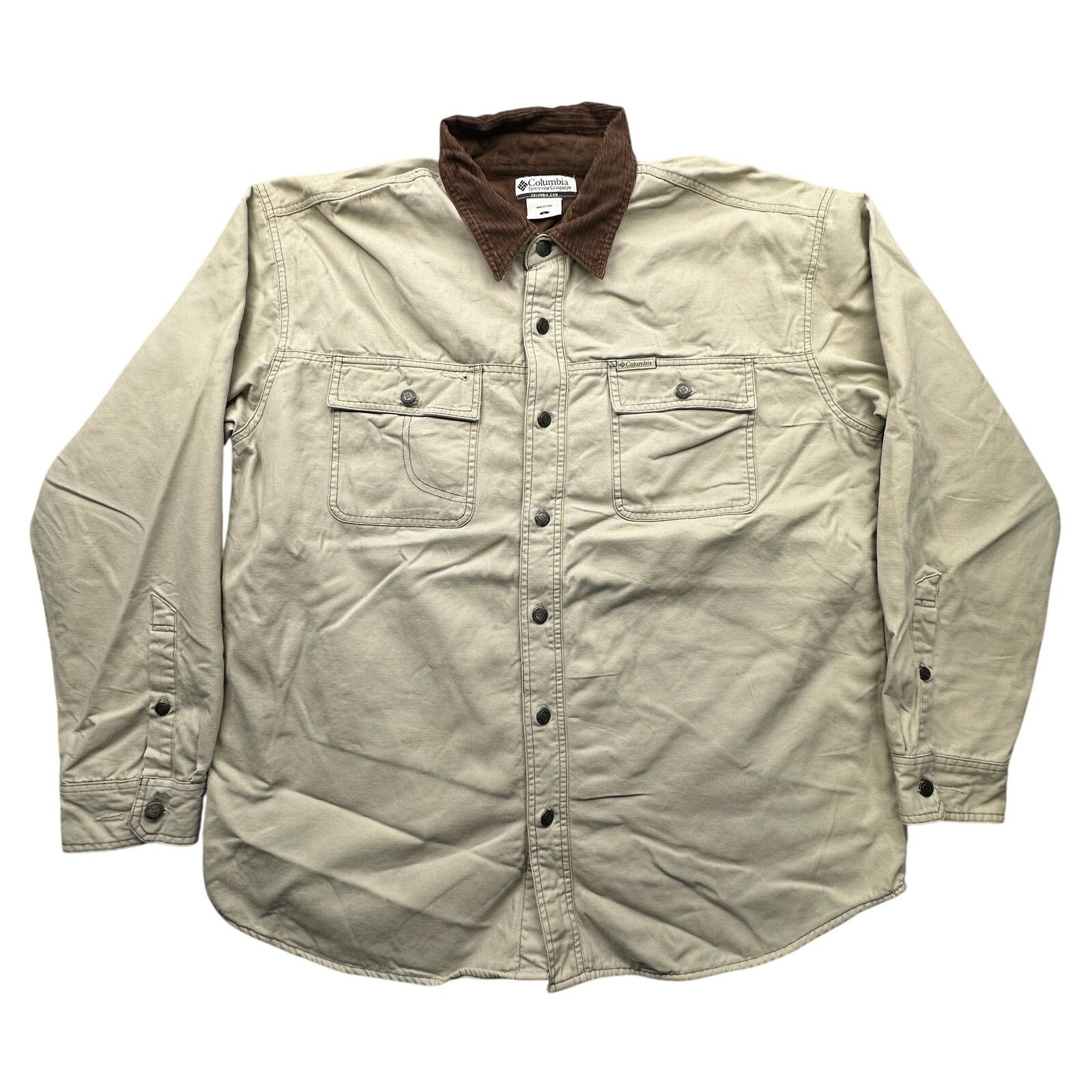 Columbia Columbia Fleece Lined Button Canvas Shirt Men Large Brown Size US L / EU 52-54 / 3 - 1 Thumbnail