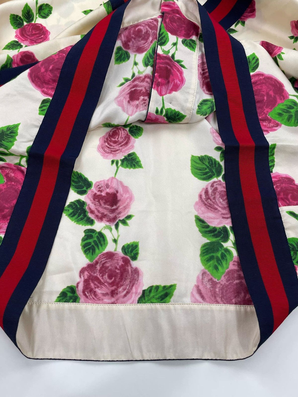 Gucci GucciRose red and blue striped mulberry silk cardigan jacke Size XS / US 0-2 / IT 36-38 - 4 Thumbnail