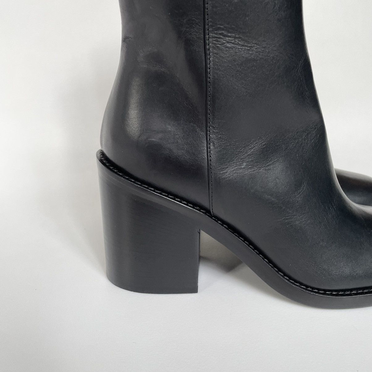 Ann Demeulemeester Black Leather Heeled Boots Size US 10 / IT 40 - 4 Thumbnail