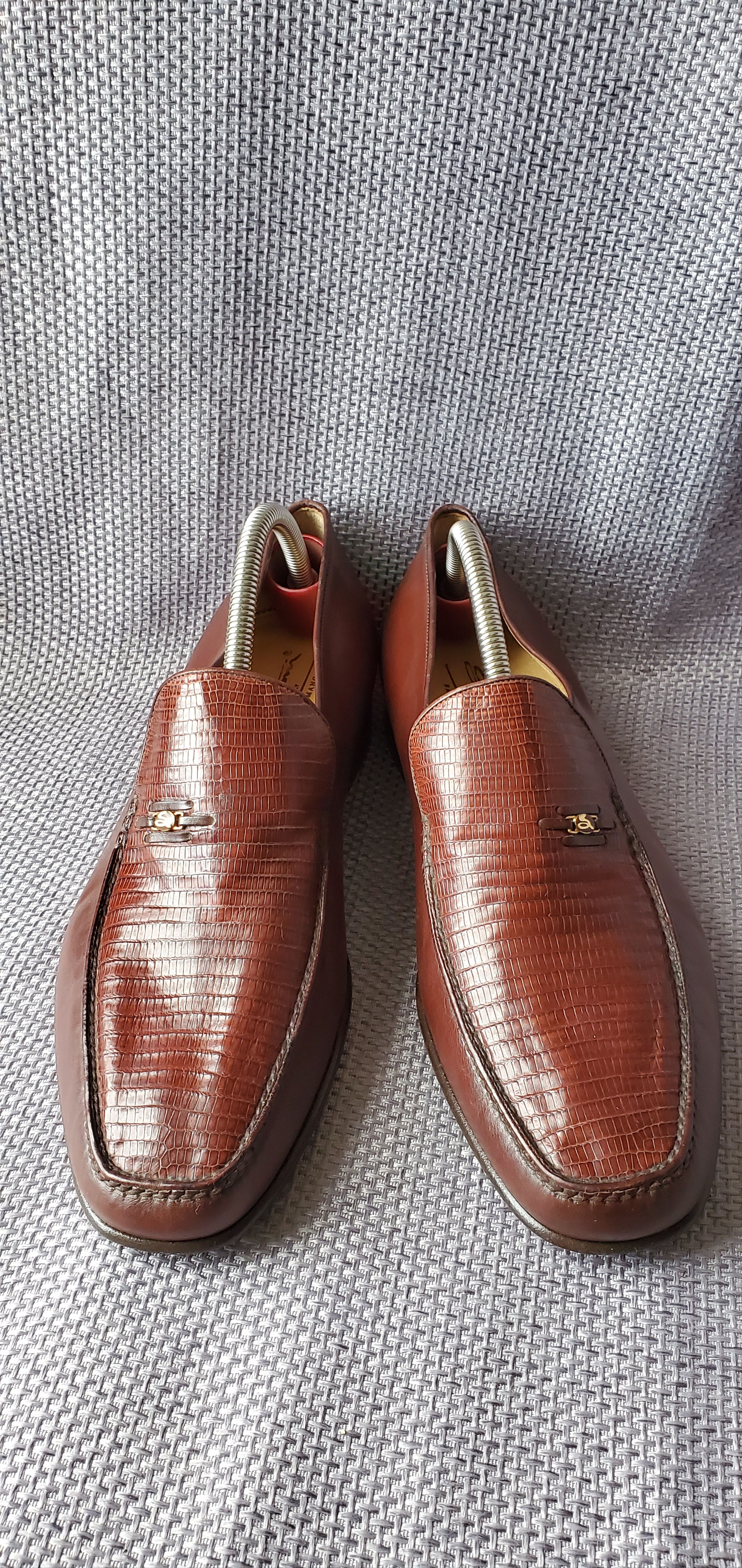 Santoni Lizard Leather Slip On Loafer Shoes Size US 9 / EU 42 - 2 Thumbnail