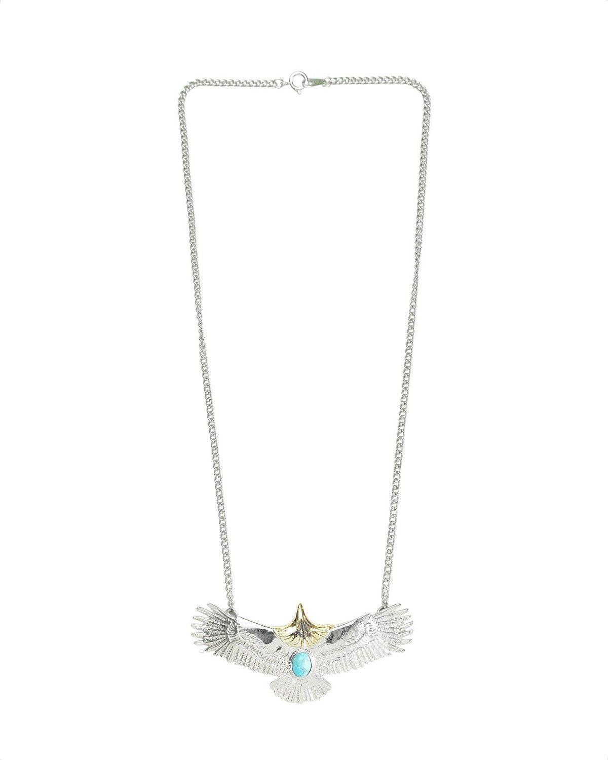 Vintage 2000S JAPANESE MADE TURQUOISE EAGLE EMBLEM NECKLACE Size ONE SIZE - 2 Thumbnail