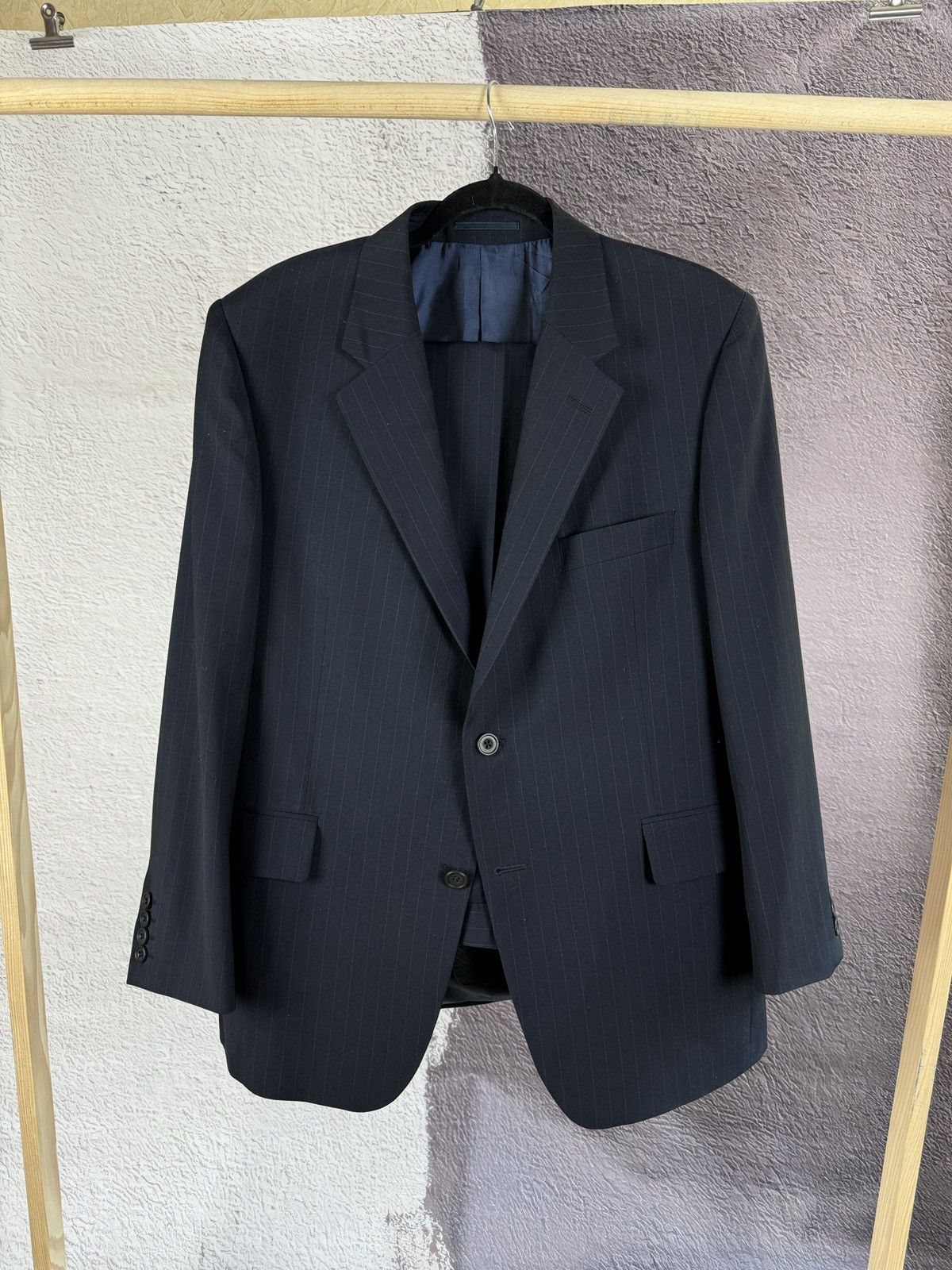 Gieves & Hawkes Gieves & Hawkes Saville Row navy striped wool suit 2 button Size 46R - 2 Thumbnail