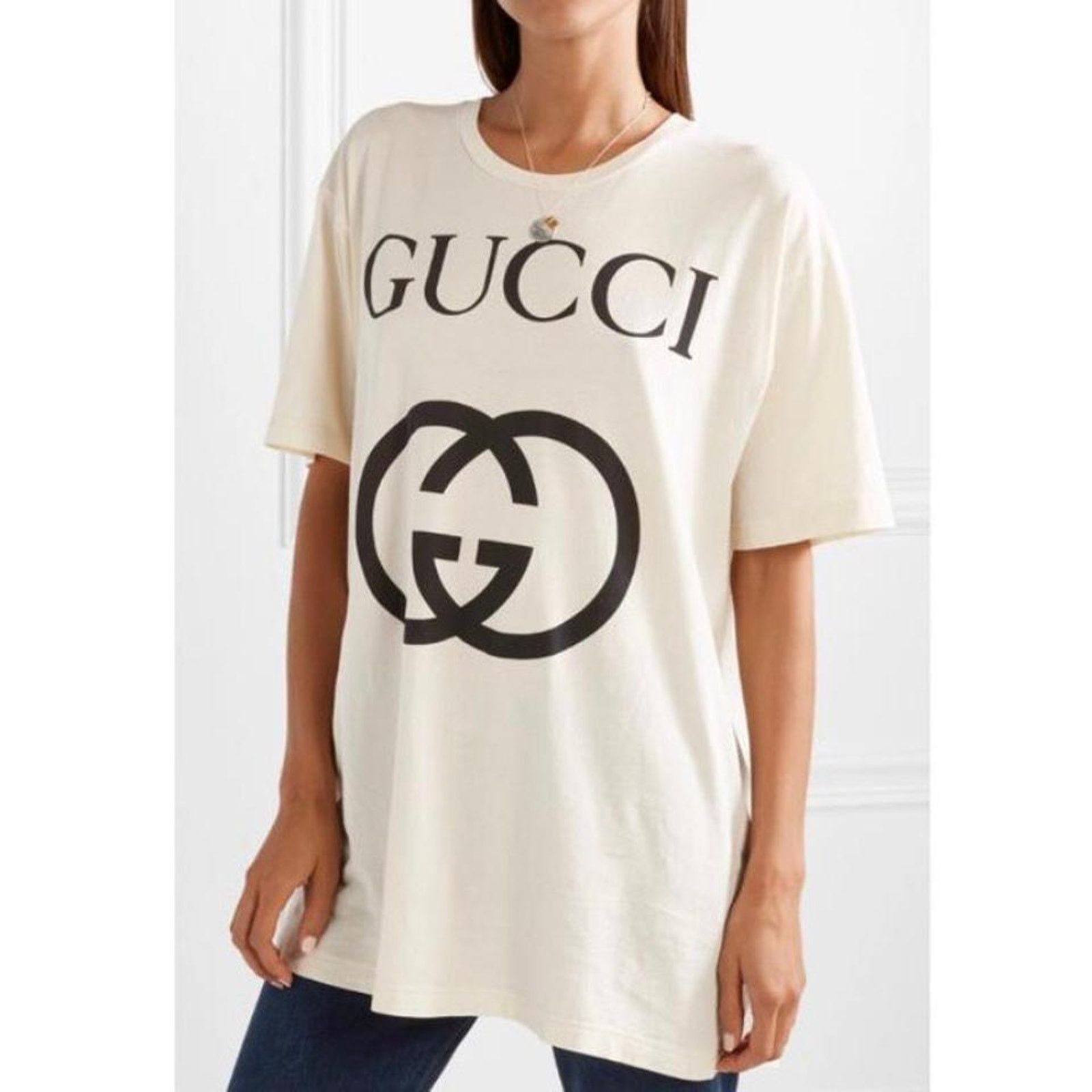 Gucci GG logo printed oversized tee shirt Size XS / US 0-2 / IT 36-38 - 3 Thumbnail