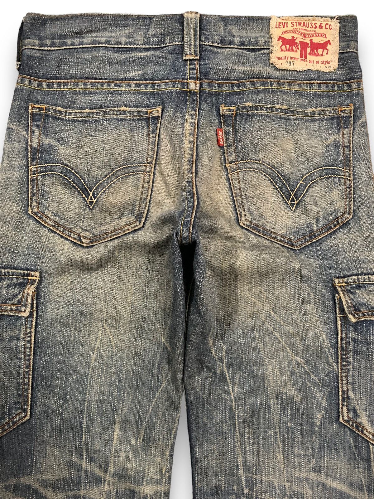 Levi's Vintage 90s Levis 707 Mud Wash Flare Bootcut Cargo Jeans Size US 32 / EU 48 - 12 Thumbnail