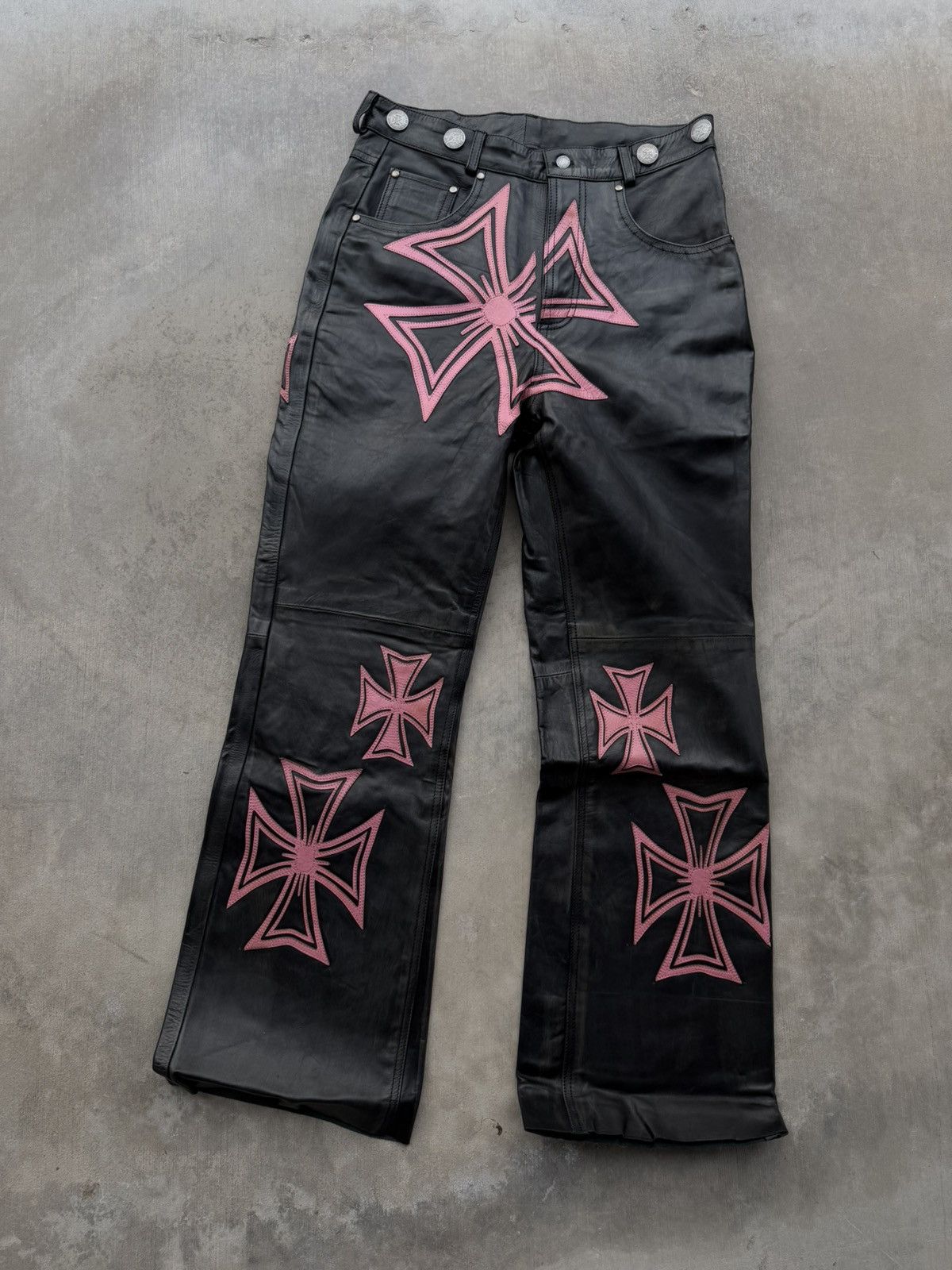 Vale Vale Forever Leather Croxxx Denim – Black / Pink 30 NWT Rare Size US 30 / EU 46 - 2 Thumbnail