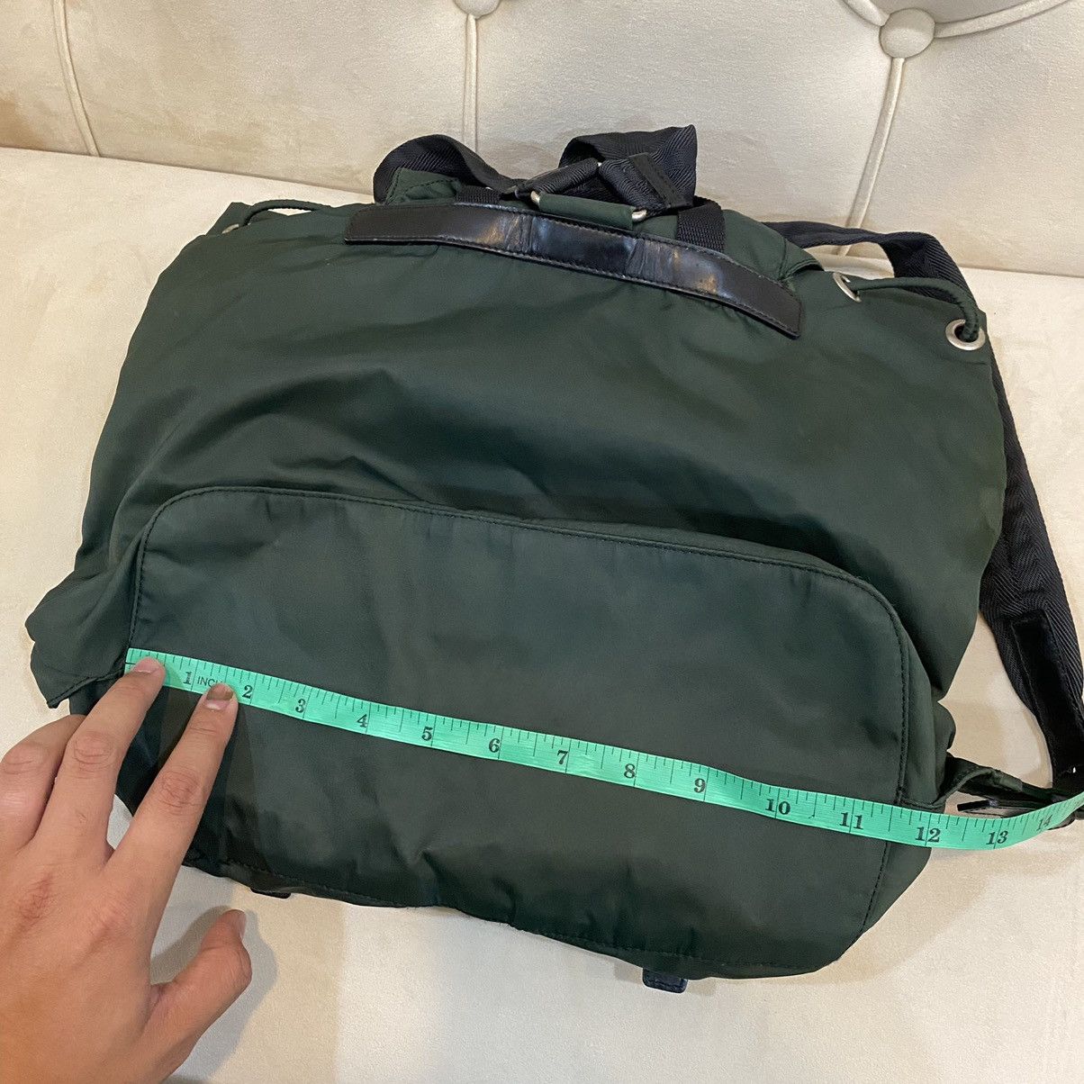 Vintage Vintage Prada Green Nylon Vela Backpack Size ONE SIZE - 19 Thumbnail