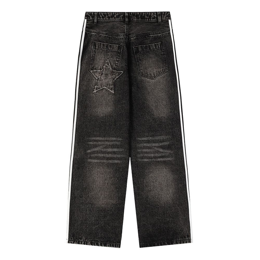 Japanese Brand × Jean American style side stripe washed distressed straight jeans Size US 32 / EU 48 - 2 Thumbnail