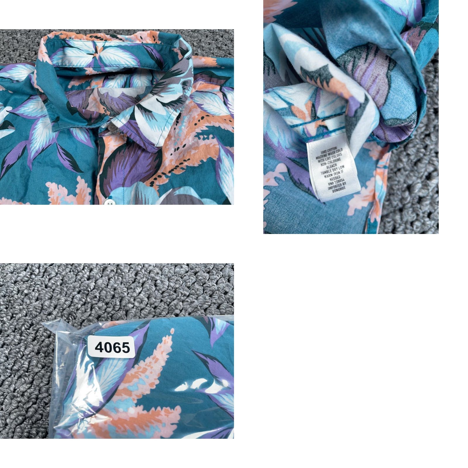 Bonobos Bonobos Shirt Adult XL Blue Purple Floral Pattern Slim Tailored Fit Cotton Mens Size US XL / EU 56 / 4 - 8 Thumbnail