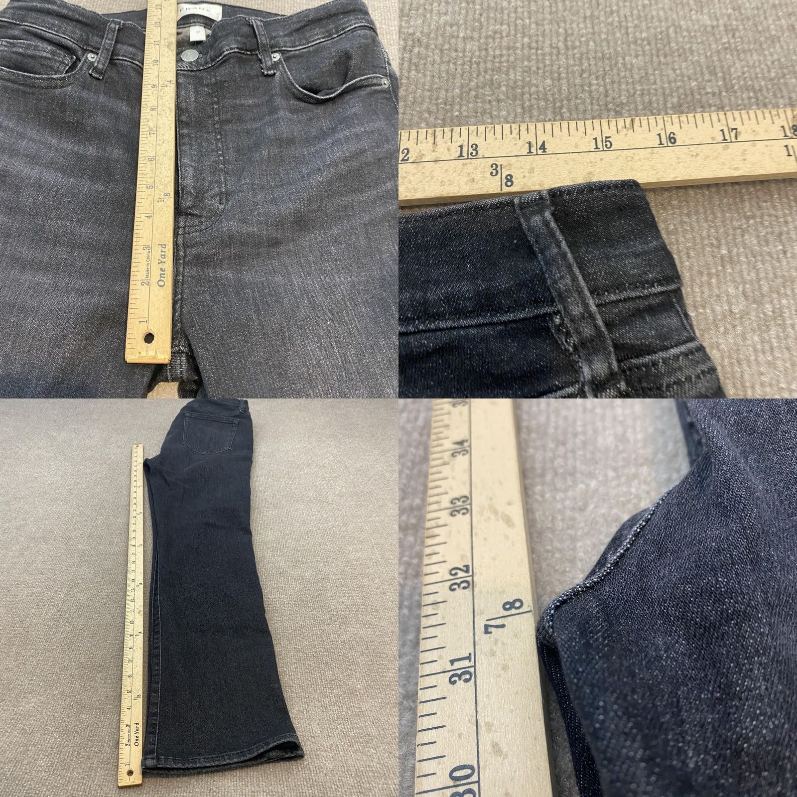 Frame FRAME Le High Straight Long Jeans Womens 31 Charcoal Gray High Rise Denim Stretch 5-Pocket Mens? Size 24" / US 00 / IT 34 - 8 Thumbnail