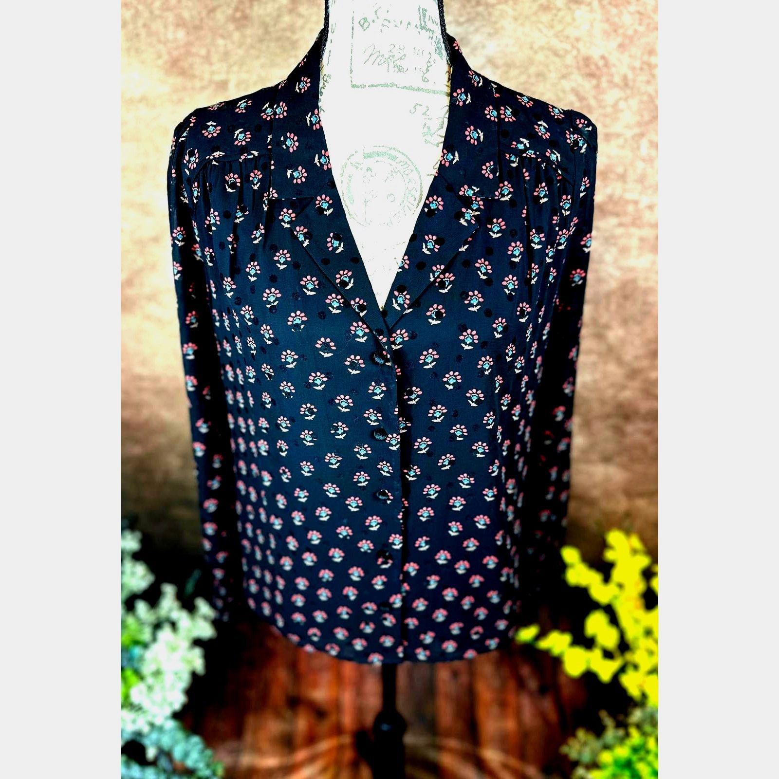 Other Les Serein Collared Long Sleeve Blouse Black Print size M Size M / US 6-8 / IT 42-44 - 4 Thumbnail