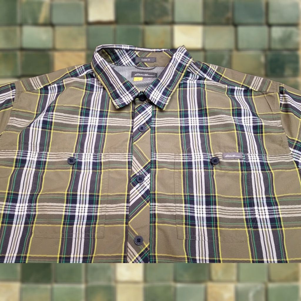 Eddie Bauer VINTAGE Eddie Bauer Shirt Mens XL Green Plaid Classic Fit Performance Blend Size US XL / EU 56 / 4 - 1 Thumbnail