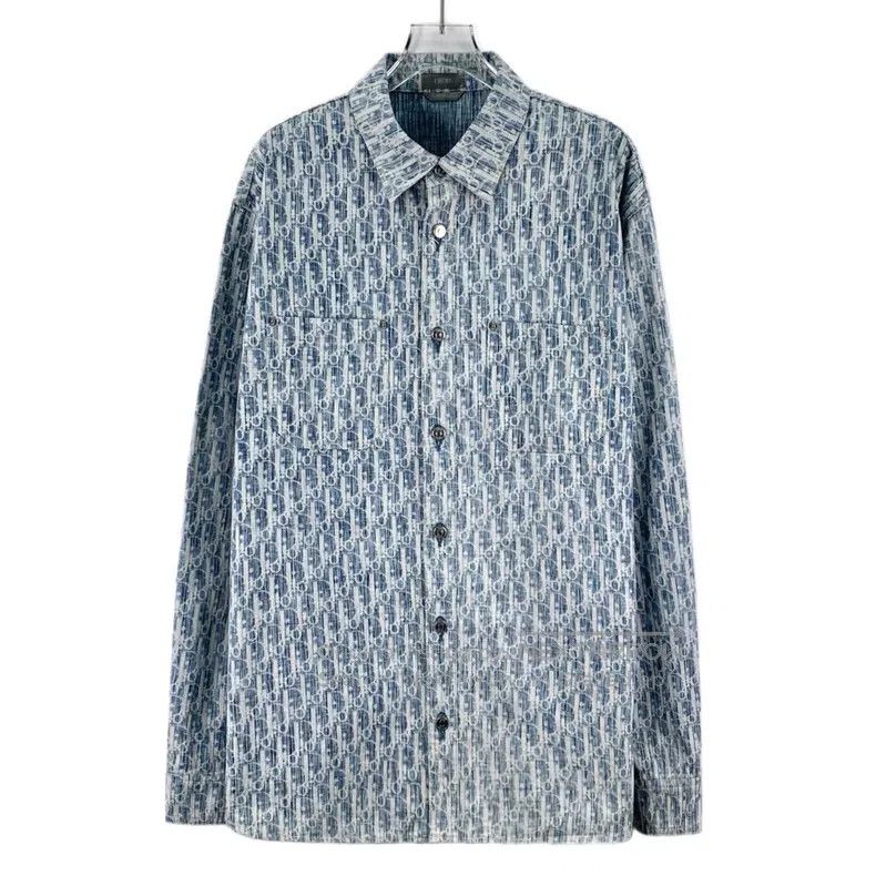 Dior Dior Size 41 Blue logo jacquart full print cotton lapel sin Size US XS / EU 42 / 0 - 1 Thumbnail