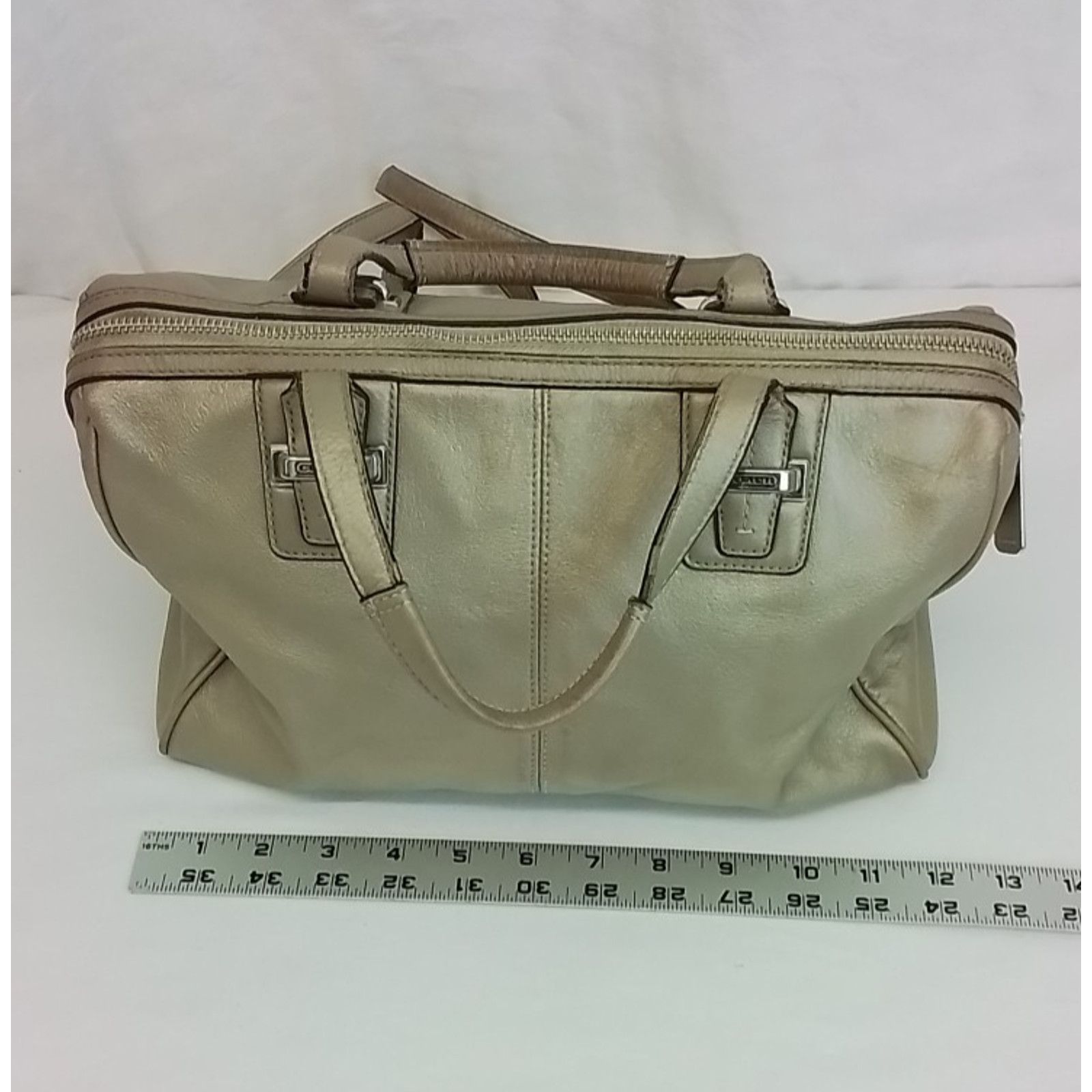 Coach Coach Taylor Handbag Satchel Champagne Silver Crossbody Size ONE SIZE - 15 Thumbnail