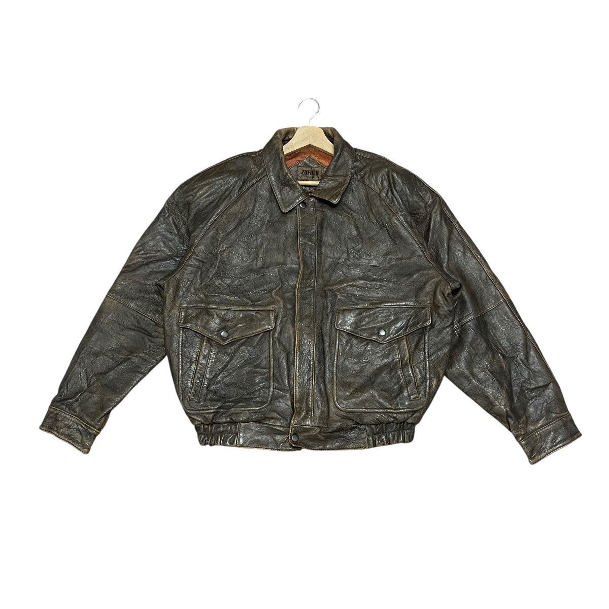 Leather Vintage Zufolo Sheepskin Flight Leather Bomber Jacket Size US L / EU 52-54 / 3 - 1 Thumbnail