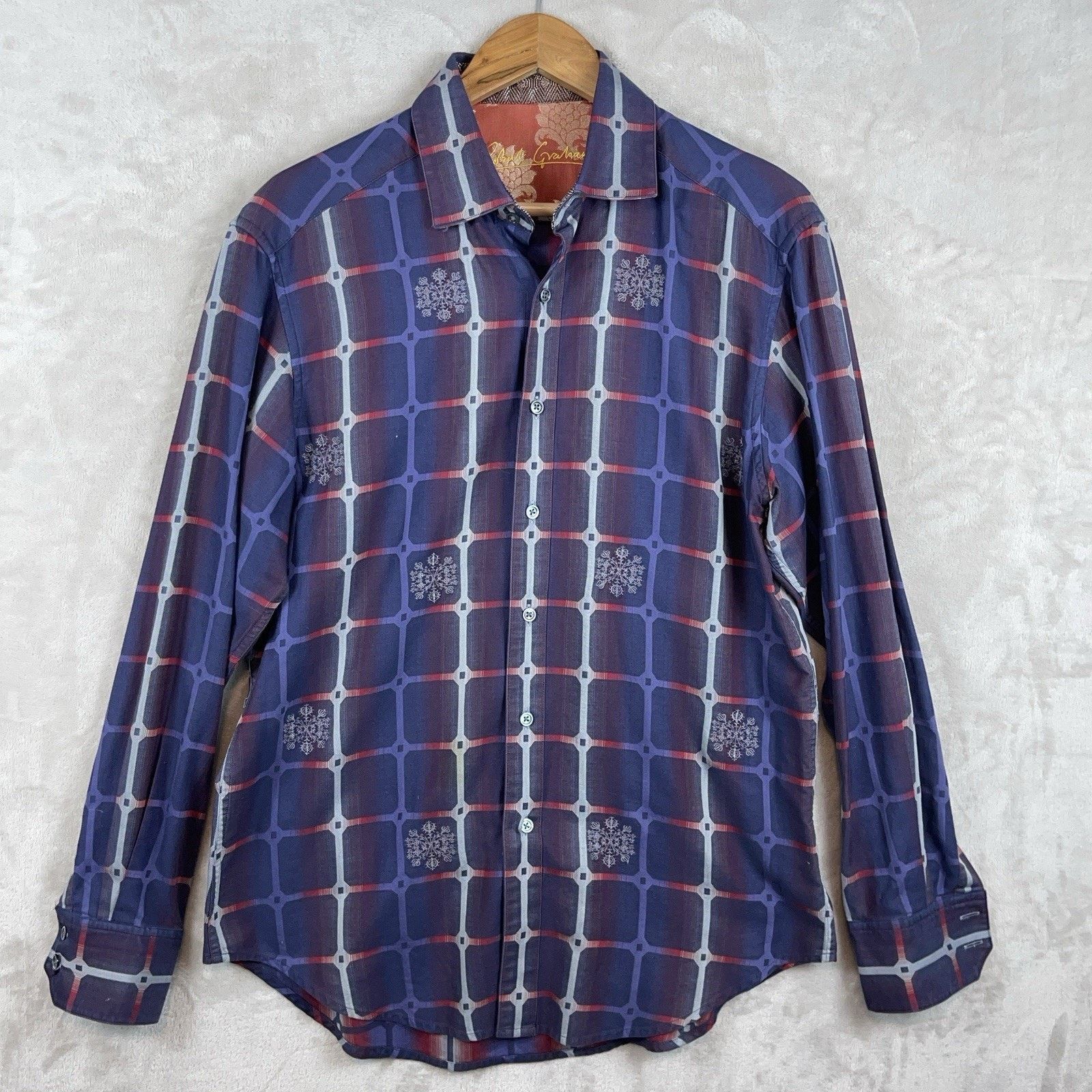 Robert Graham Robert Graham Shirt Embroidered Snowflake Grid Flip Cuff Size US M / EU 48-50 / 2 - 1 Thumbnail