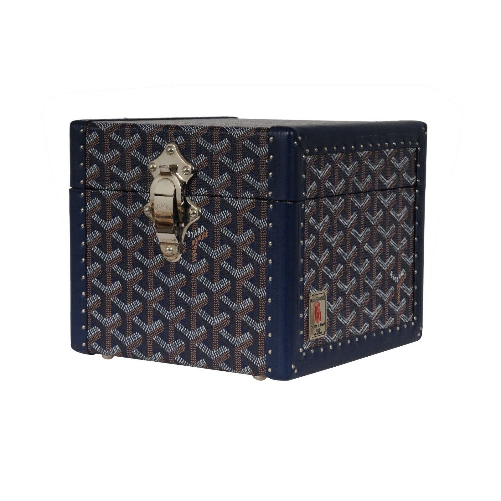 Goyard Trunk Case Navy Blue Jewelry Cuff Links Watch Box -02285 Size ONE SIZE - 13 Thumbnail