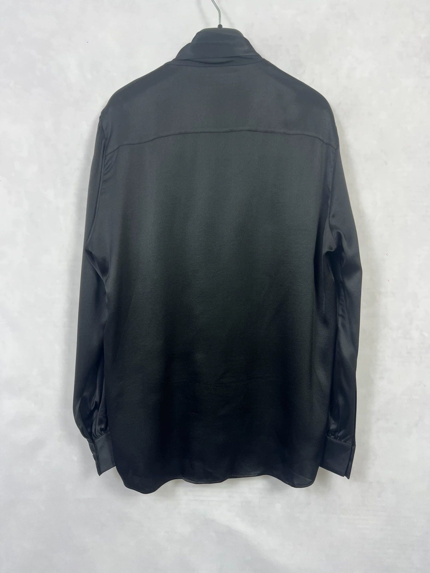 Saint Laurent Paris SLP22FW Saint Laurent Black Silk Asym Scarf Collar Shirt Size US XS / EU 42 / 0 - 2 Thumbnail