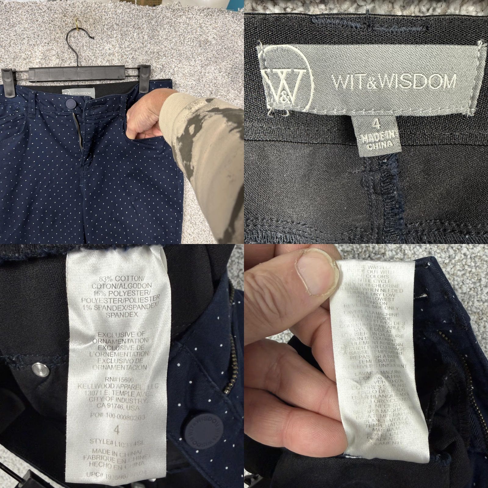 Vintage Wit & Wisdom Jeans Womens 4 31x26 Blue Polka Dot Mid Rise Skinny Preppy Coastal Size 27" / US 4 / IT 40 - 8 Thumbnail