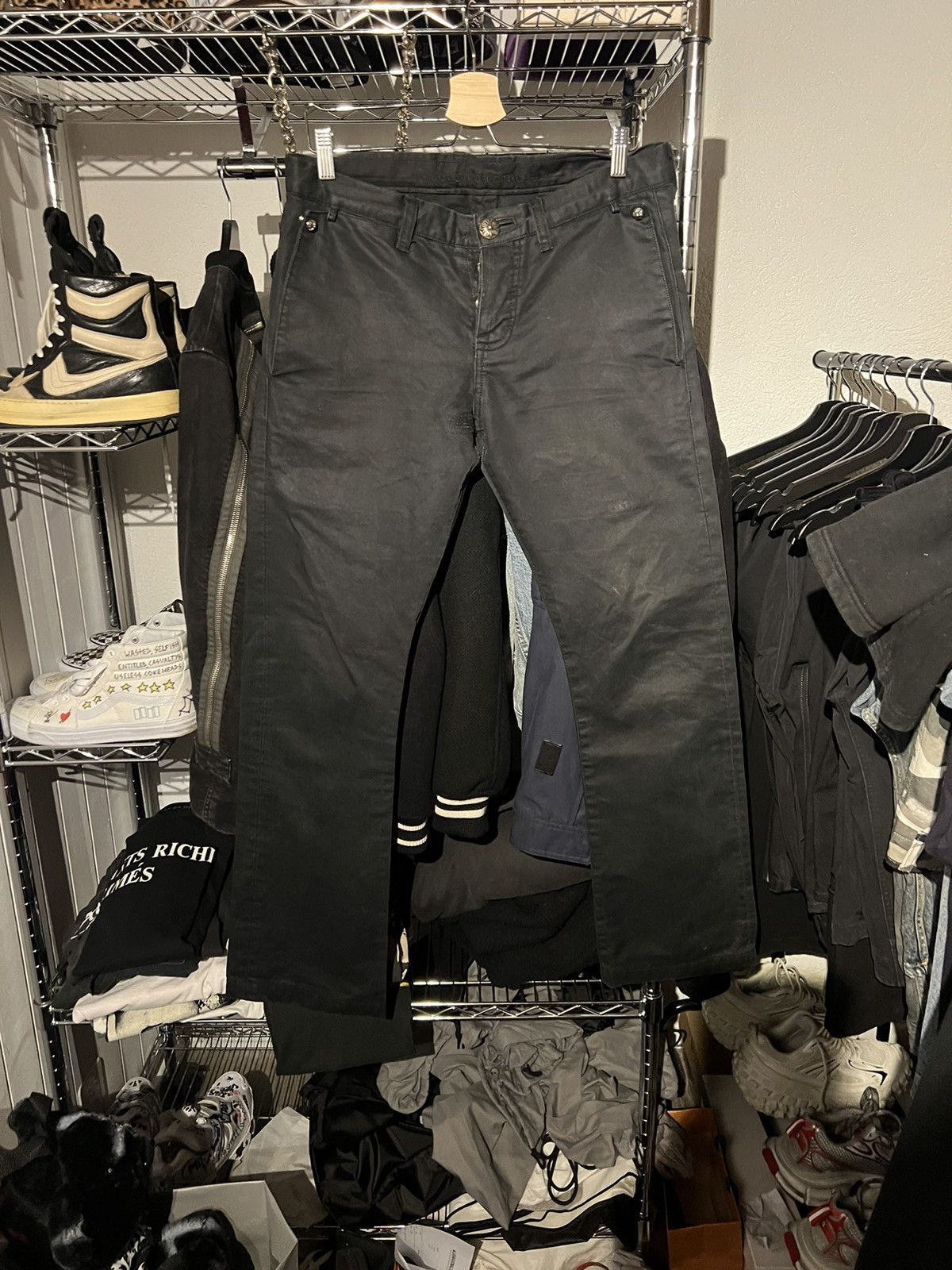 image of Chrome Hearts Mattyboy 99 Eyes Chinos Version in Black, Men's (Size 32)
