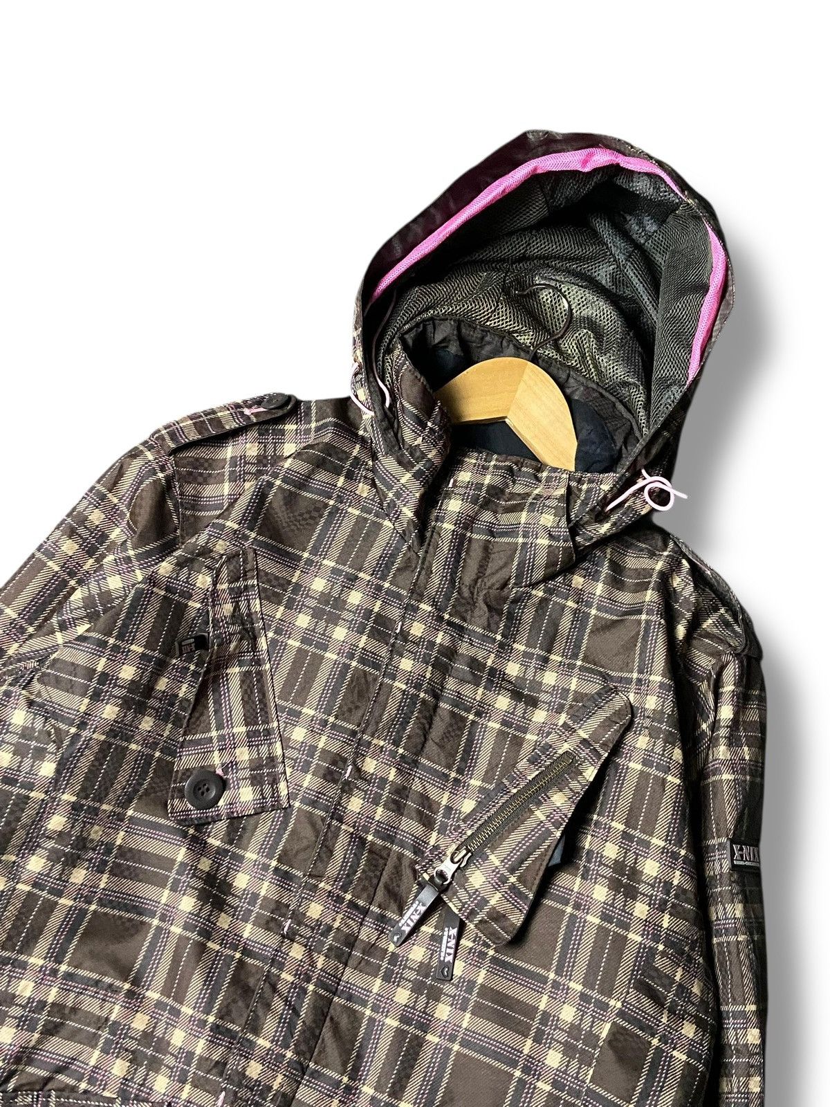 Japanese Brand X-NIX Brand Plaid Multi-pocket Hooded Jacket (161) Size S / US 4 / IT 40 - 5 Thumbnail