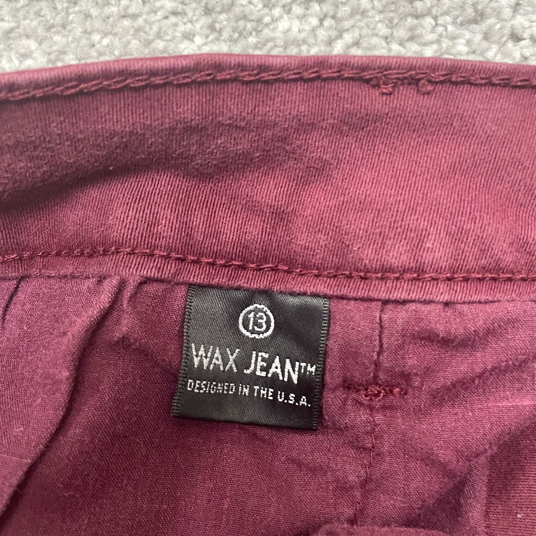 Denime Wax Jean Premium Denim Juniors 13 Burgundy Straight Leg Mid Rise Jeans 32x29 Women Vintage No Size 34" / US 12 / IT 48 - 7 Thumbnail