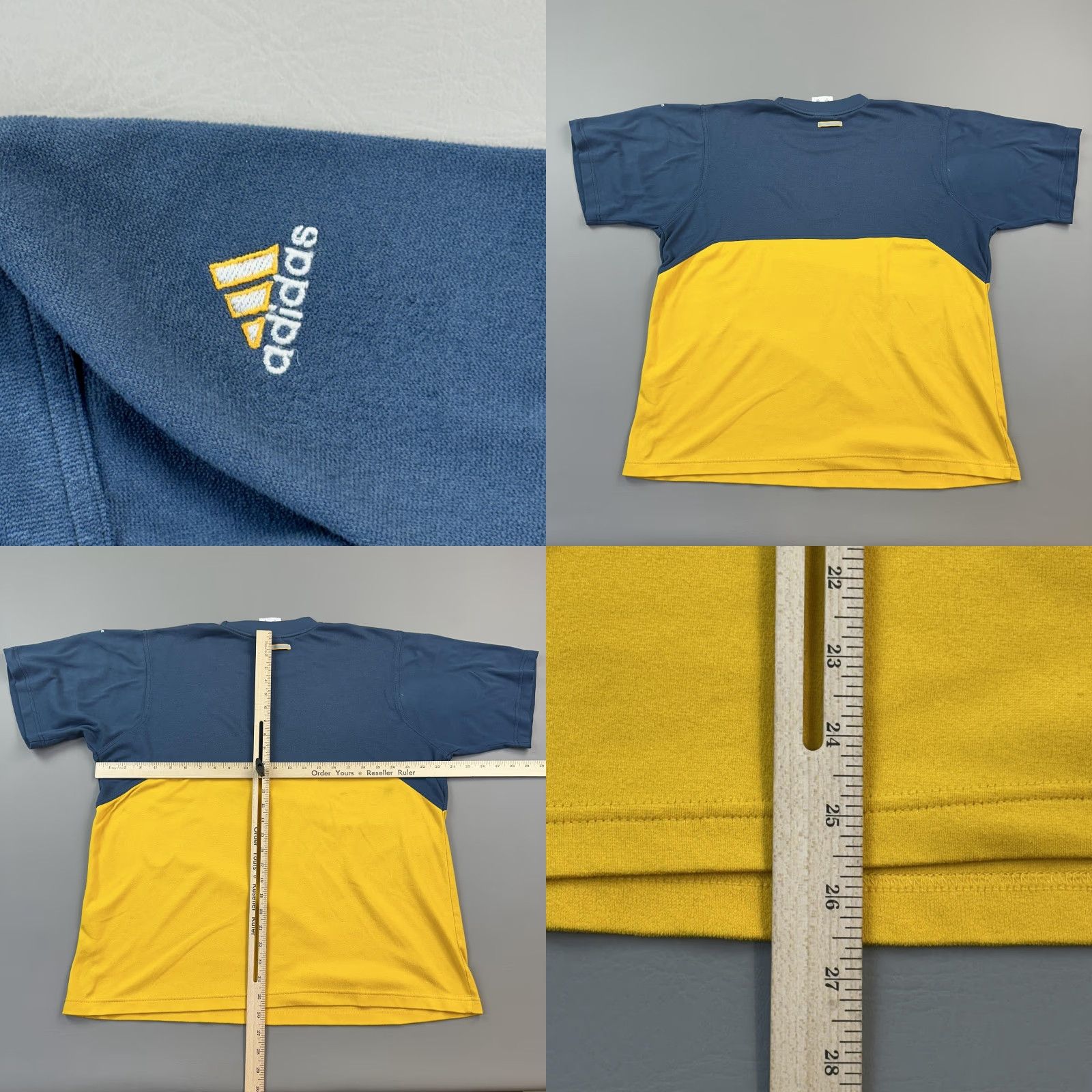 Adidas VINTAGE Adidas Shirt Mens Large Blue Yellow Terry Climalite Short Sleeve Tennis Size US L / EU 52-54 / 3 - 8 Thumbnail