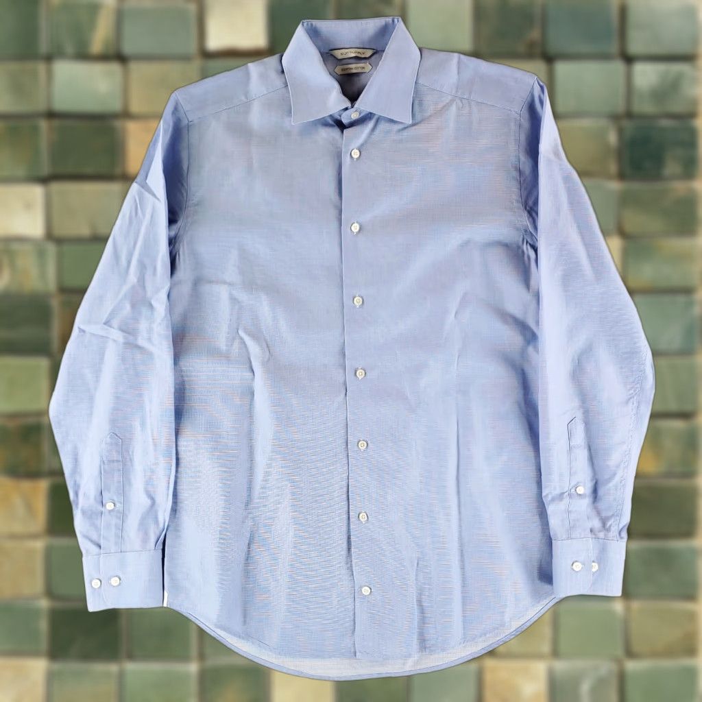 Suitsupply Suitsupply Dress Shirt Blue Mens 39/15.5 Egyptian Cotton Button Up Long Sleeve M Regular Shirt Mens Size 40R - 1 Thumbnail