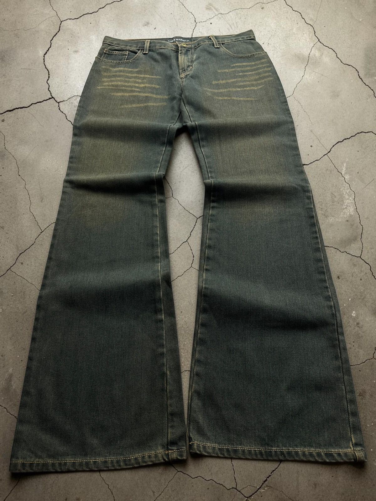 Le Grande Bleu (L.G.B.) LGB Mud Wash Cropped Bootcut Wolf Jeans