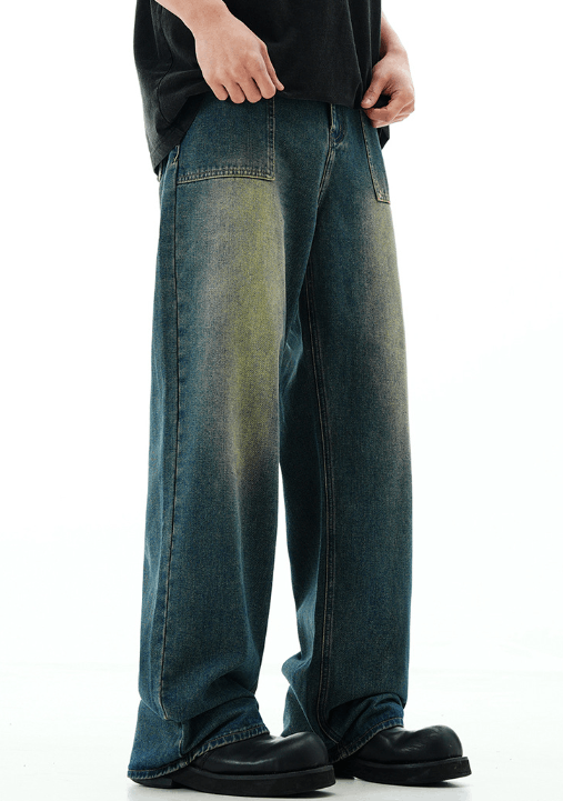 Japanese Brand × Jean American washed distressed retro straight wide-leg jeans Size US 32 / EU 48 - 6 Thumbnail